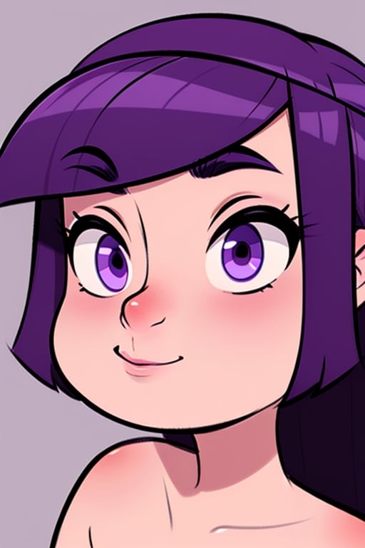 1girl, light_purple_eyes, purple-hair, cartoon