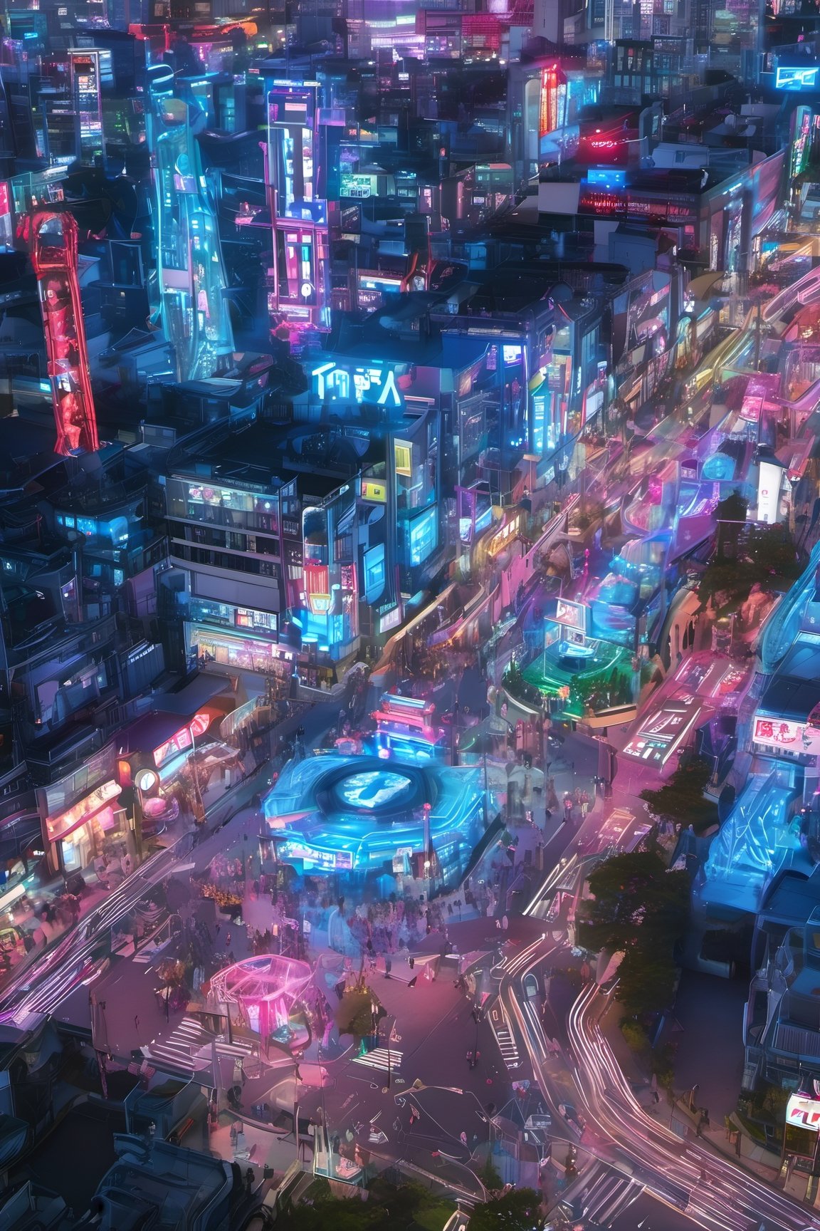 night city, top view ,Spirit Fox Pendant, people walking, realstic, neon light. high detail, high_resolution,make_3d,japan,Night view of Odaiba Beach, Tokyo, scenery,traffic light, japan,DonMR0s30rd3rXL ,Pedestrian Signals