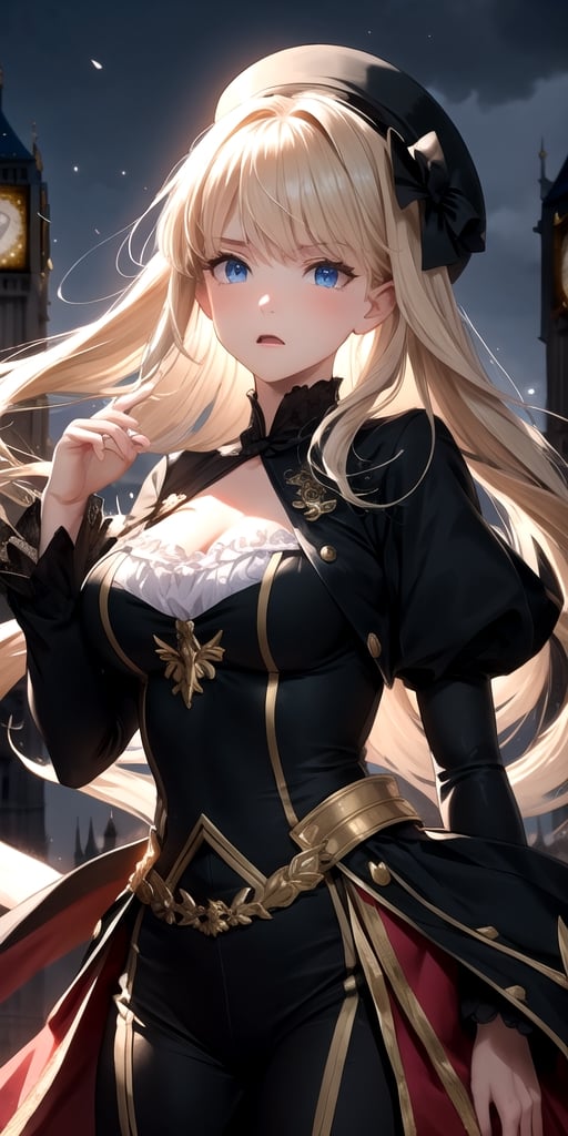 Fate, Fate/grand order, Chevalier d'Eon, hat, in the london city, midnight, mist, scared expression, (best quality, extremely detailed, intricate background) 
