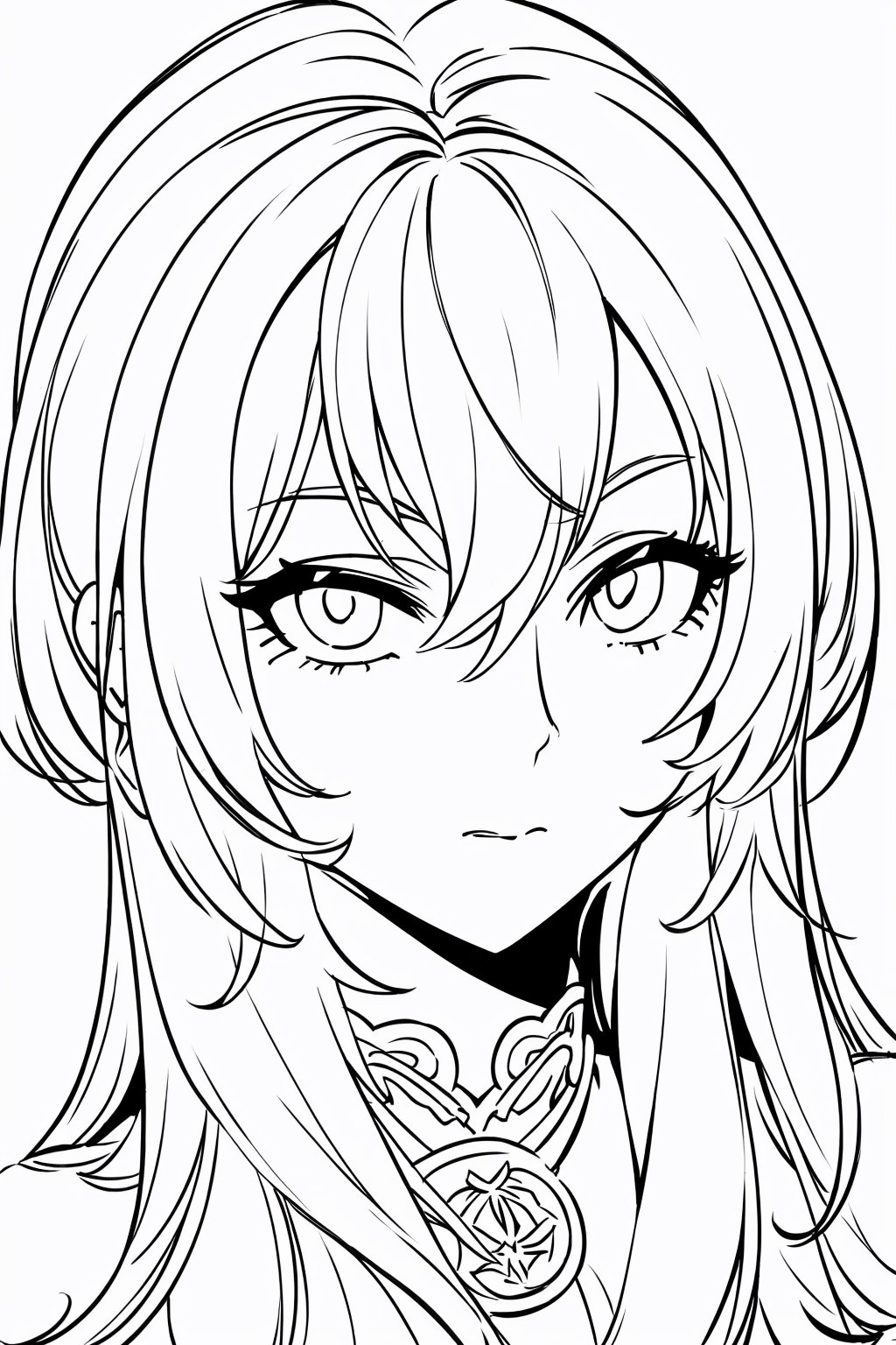 handsome girl,LINEART, MONOCHROME