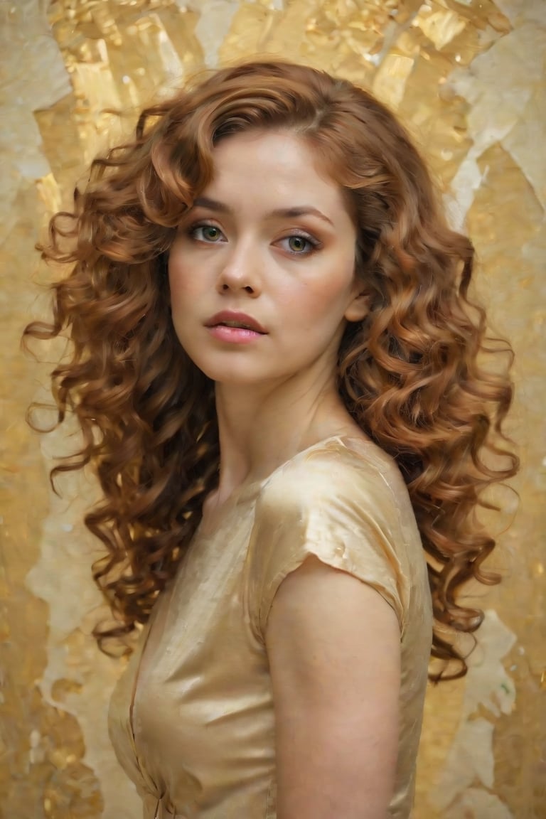 Angeline's radiant curls cascade like molten gold as she poses against a whimsical studio backdrop, reminiscent of Hayao Miyazaki's iconic scenes. Soft, ethereal lighting bathes her enchanting physique, accentuating every curve and contour. Her captivating gaze seems to hold the viewer spellbound. The intricate linework and atmospheric textures evoke the styles of Krenz Cushart, Ashley Wood, Craig Mullins, and Ilya Kuvshinov. Sorolla's expressive brushstrokes and Ren's surreal mysticism blend seamlessly in this fantastical setting.,Supersex