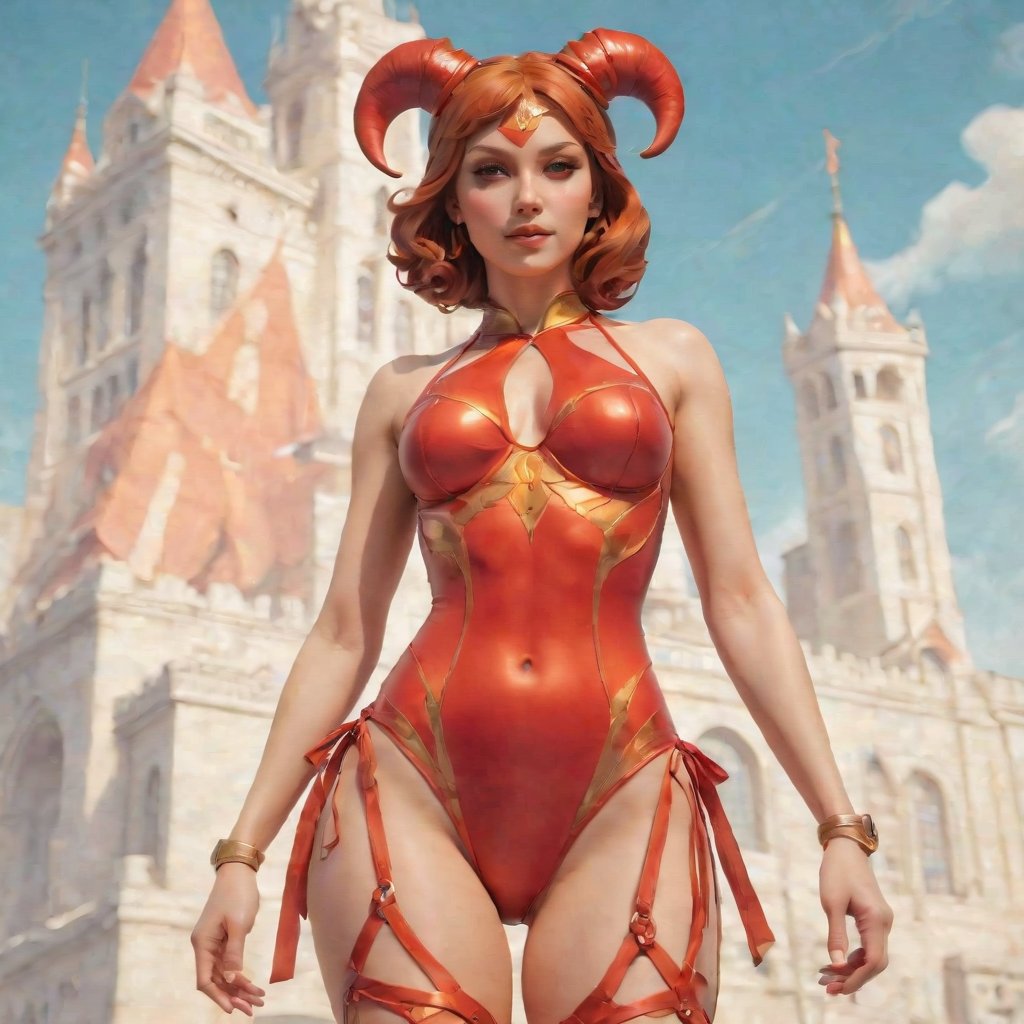 A devilish swimwear-clad figure crosses paths with a weathered war hero, both sharply focused in this intricate, nostalgic octane render inspired by ArtGerm's Alphonse Mucha-esque vision. Set within the realms of Team Fortress 5 and 2, these vivid characters, their narrow shoulders and expressive features standing out,