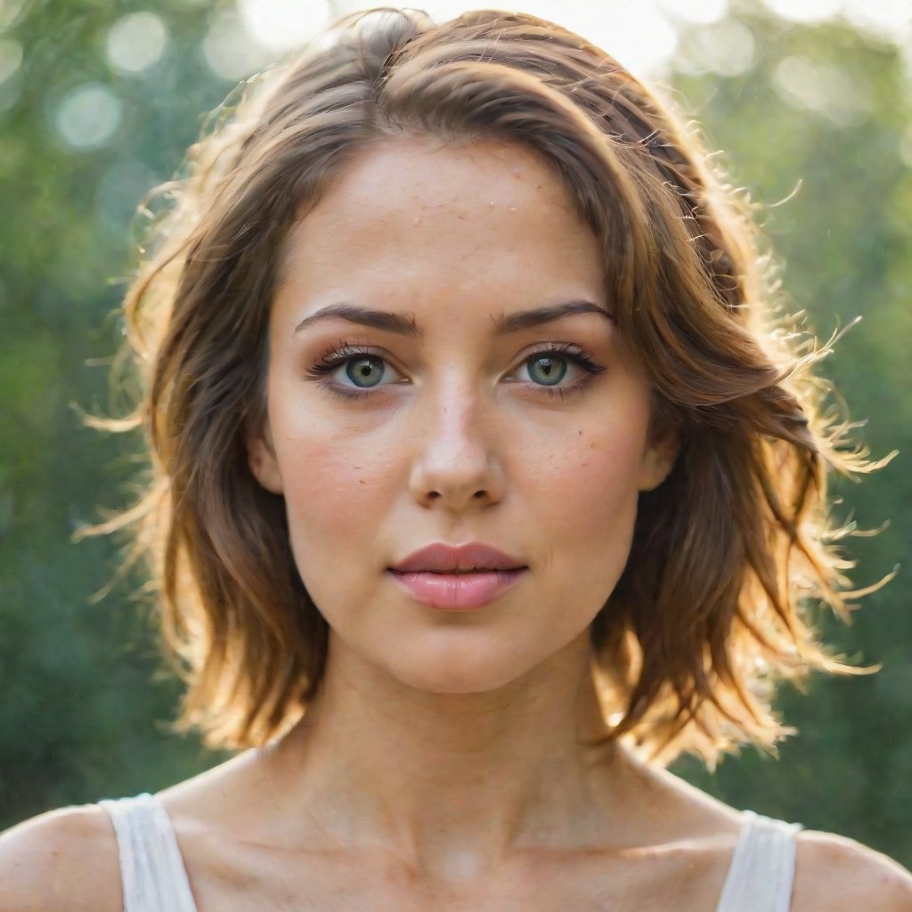 A dreamy, hyperrealistic scene unfolds as a captivating young girl with sinuous curves and endearing features fills the 8.5x11mm frame. Two lenses converge to create a 1f1 focal ratio, blurring water droplets and cascading hair while accentuating her striking visage. A wistful lens flare envelops her in a fantasy realm, as soft filmic textures and hushed tones capture her sensual essence with precision. The girl's alluring gaze is framed against a subtle gradient of blue, as if suspended in a world of reverie.