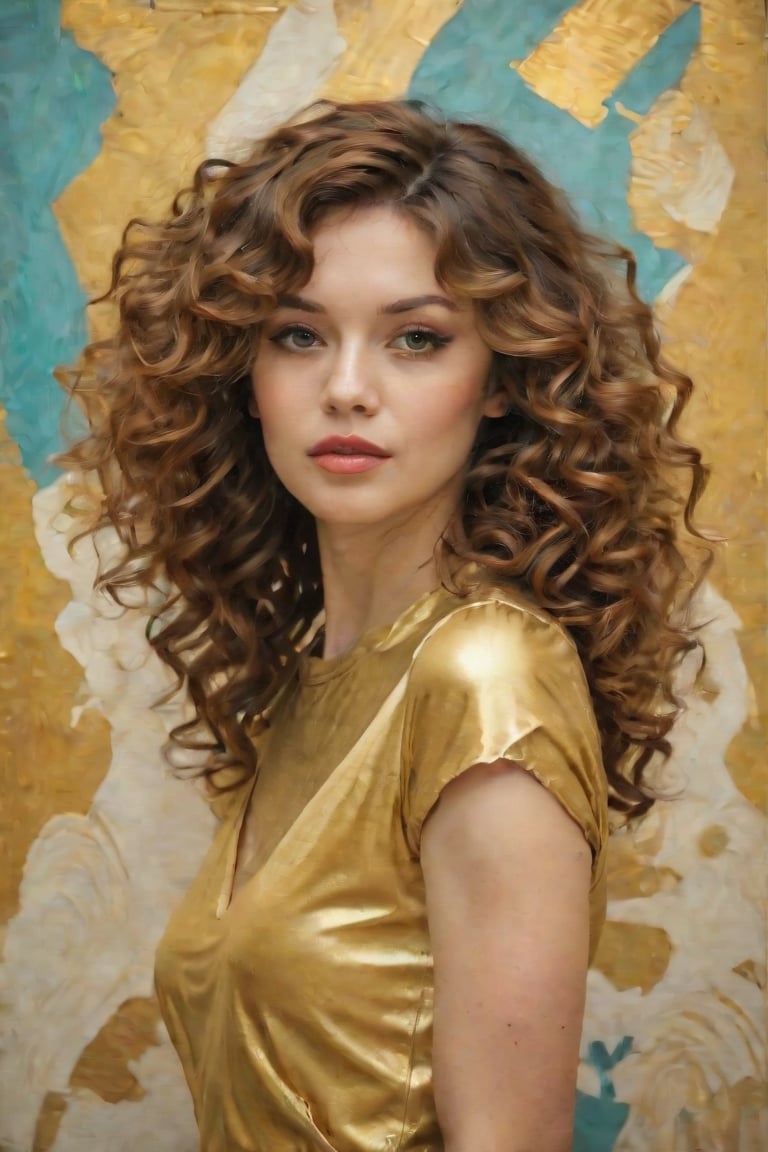 Angeline's radiant curls cascade like molten gold as she poses against a whimsical studio backdrop, reminiscent of Hayao Miyazaki's iconic scenes. Soft, ethereal lighting bathes her enchanting physique, accentuating every curve and contour. Her captivating gaze seems to hold the viewer spellbound. The intricate linework and atmospheric textures evoke the styles of Krenz Cushart, Ashley Wood, Craig Mullins, and Ilya Kuvshinov. Sorolla's expressive brushstrokes and Ren's surreal mysticism blend seamlessly in this fantastical setting.