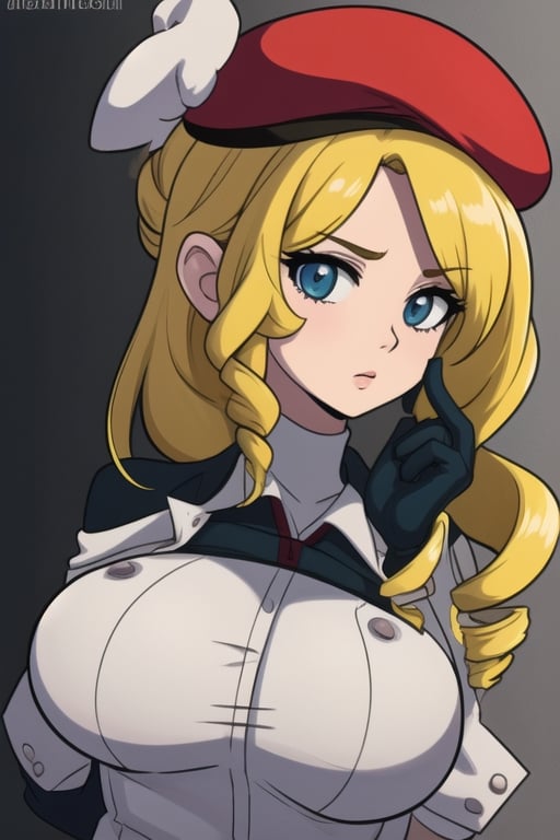 a drawing of a girl in a baseball cap and coat with a cell phone in her hand and a hat on her head, Anne Said, bravely default inspired, a character portrait, remodernism,1girl, beret, blonde hair, drill hair, gloves, hand on own chin, hat, long hair, looking at viewer, pink headwear, red headwear, solo, transparent background, twin drills, upper body,High-res, impeccable composition, lifelike details, perfect proportions, stunning colors, captivating lighting, interesting subjects, creative angle, attractive background, well-timed moment, intentional focus, balanced editing, harmonious colors, contemporary aesthetics, handcrafted with precision, vivid emotions, joyful impact, exceptional quality, powerful message, in Raphael style, unreal engine 5,octane render,isometric,beautiful detailed eyes,super detailed face and eyes and clothes,,More Detail,Stickers,<lora:659111690174031528:1.0>