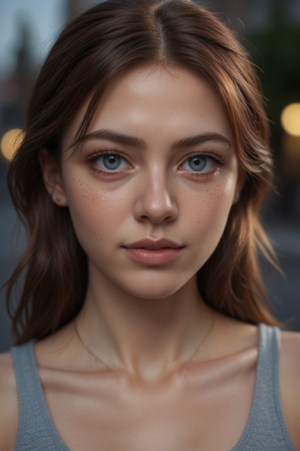 (ultra realistic,best quality),photorealistic,Extremely Realistic, in depth, cinematic light, RAW photo, hyper-detailed street photography, hubgwomen,hubg_beauty_girl,hubggirl,extremely beautiful women, French-Japanese-Filipina,

medium hair, detailed face, detailed nose, woman wearing tank top, freckles, (wide choker), smirk, tattoo, dilated pupils, pupils, blonde red ombre hair, perfect almond-shaped upturned (blue_eyes), full pouty lips, sexy smile,

full body photo, 3 point lighting, flash with softbox, 12k, UHD, HDR, cinematic shot with ARRIFLEX 35 BL, Canon K35 Prime Lenses, hdr, smooth, sharp focus, high resolution, award winning photo, 35mm, f11, bokeh,

Aesthetic composition inspired by greg rutkowski, MidJourney v6, intricate background, More Reasonable Details, photorealistic