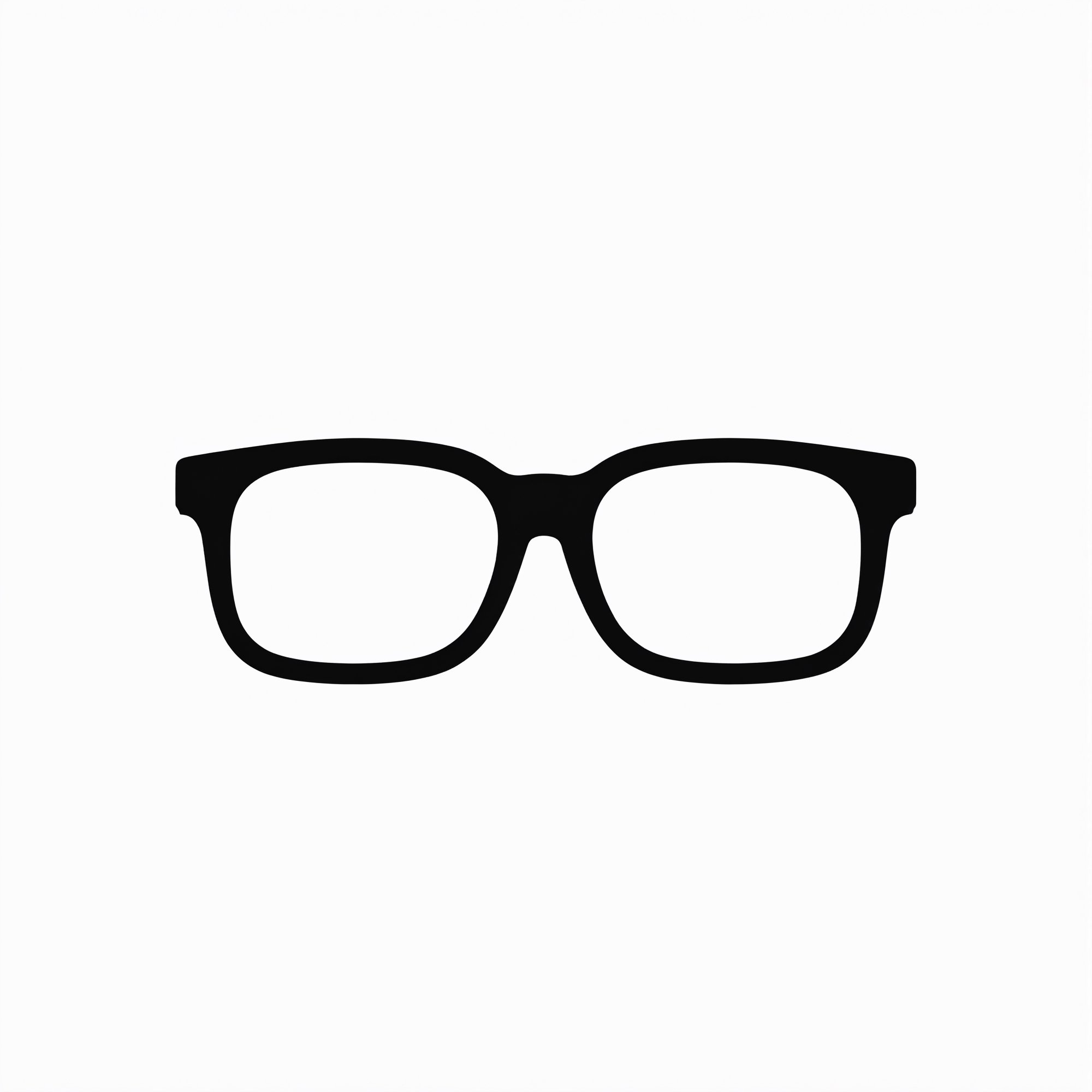 A glyph glasses icon, a simple glasses, black, white background
