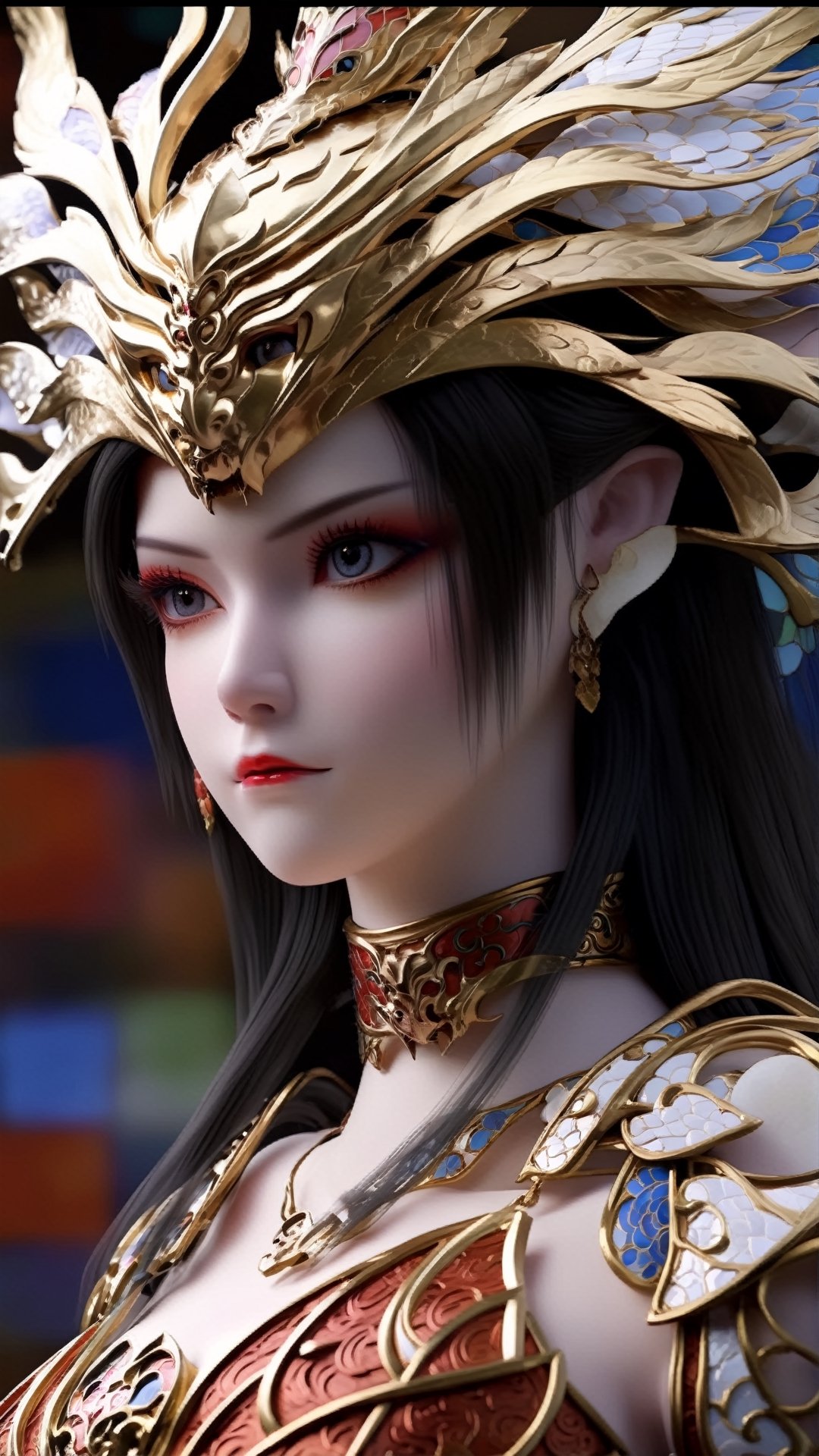 (Beautiful female, cloisonné, and the most beautiful work ever created under the supervision of Yoshitaka Amano), Detailed Textures, high quality:2, high resolution:2, high Accuracy, realism, color correction, Proper lighting settings, harmonious composition, Behance works,meidusha