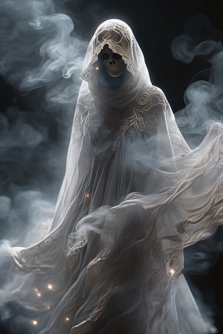 [a white lighting translucent phantom made of smoke], intricate design, photorealistic, hyperrealistic, high definition, extremely detailed, cinematic, UHD, HDR, 32k, ultra hd, realistic, dark muted tones, highly detailed, perfect composition, beautiful detailed intricate insanely detailed octane render, trending on artstation,ghost person