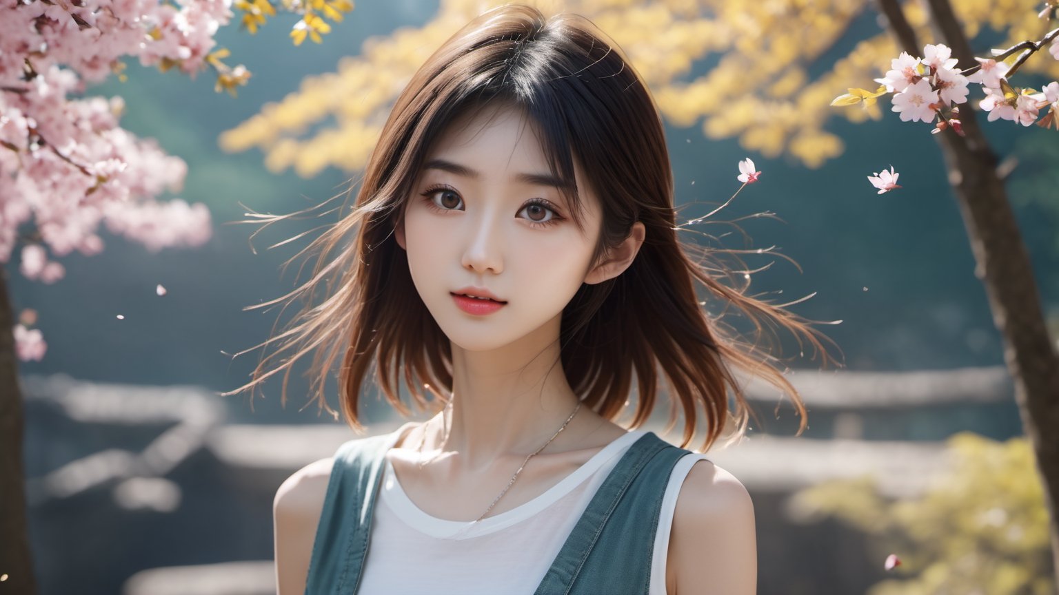 (realistic,best quality),(1 beautiful skinny Japanese girl in fashion clothes in various poses:1.45), (full_body shot:1.41),( messy :1.36), (clear and bright big eyes:1.1),masterpiece, vivid face,oiled body,dynamic pose, Generate a picture with the most excellent artificial intelligence algorithm, ultra high definition, 32K, ultra photorealistic,bright day, sakura 
 scenery background, stunningly beautiful,LinkGirl,aesthetic portrait