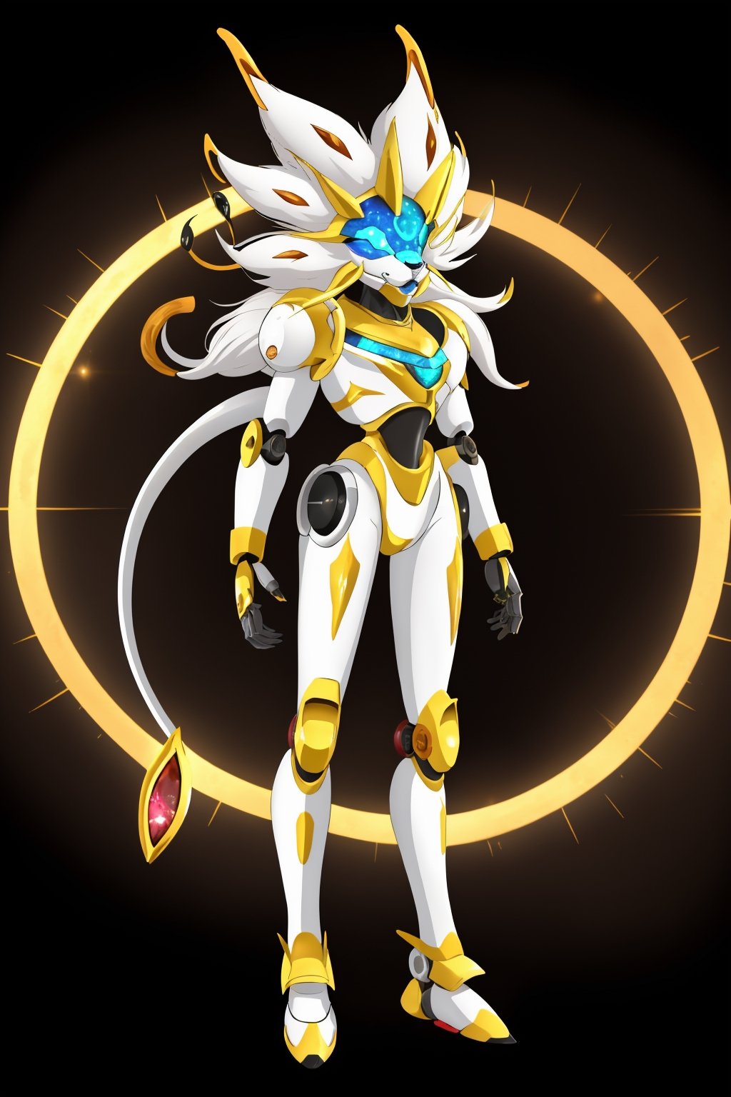 (No background:1.3), (White background:1.3), (solo:1.3), (full body:1.3), (blue mantellic tattoos),(solgaleo:1.2),helmet, scifi, futuristic, lots of small parts, (mecha, robot:1.2), (ultra detailed:1.5), anime style,(lion with long ears and an ultra-fluffy mane and scruff), neon, glowing and luminescent, long hair,radiant iridescent fire energy,Spirit Fox Pendant, wrenchsmechs, gold mecha,,Solgaleo,kasamoto eri,wrenchsmechs