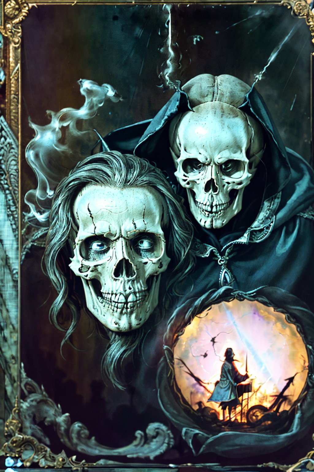 

grand view, digital art of Shakespeare performing the play "To be or not to be" in a grim reaper outfit, looking at a skull he holds in his hands, a phantasmagoric piece of theatrical action, he is in the middle of a stage, with lights focusing on his body and a few smoke in the background surrounding, global illumination in yellow, , 




vibrant ambience, lively atmosphere, adorned with fairy lights and candles, captured in photorealistic detail with real skin textures, soft lighting, and presented as an absurdres masterpiece.

highly detailed HDR photo, 8k quality, best quality, high resolution ultra photorealistic, high definition, highly detailed photo, photon mapping, dynamic angle, professional lighting, highly detailed face and body,expressive eyes, perfectly detailed face

 ,jonnzack_art_style