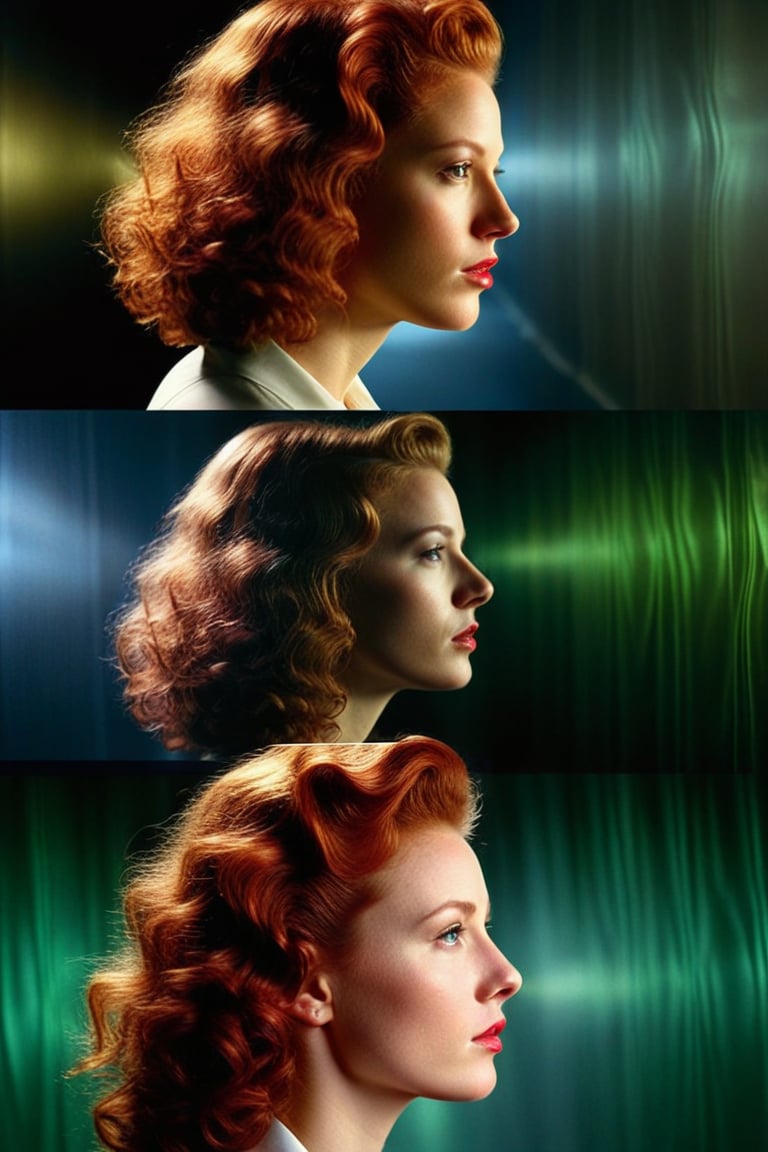 (((Iconic girl lighting but extremely beautiful)))
(((1940s age style)))
(((large red hair curly)))
(((Chiaroscuro light full colors background)))
(((masterpiece,minimalist,epic,
hyperrealistic,photorealistic)))
(((view profile,view detailed,
dutch_angle)))
(((Annie Leibovitz style, by Michael Curtiz style))),Movie Aesthetic,Film_Grain