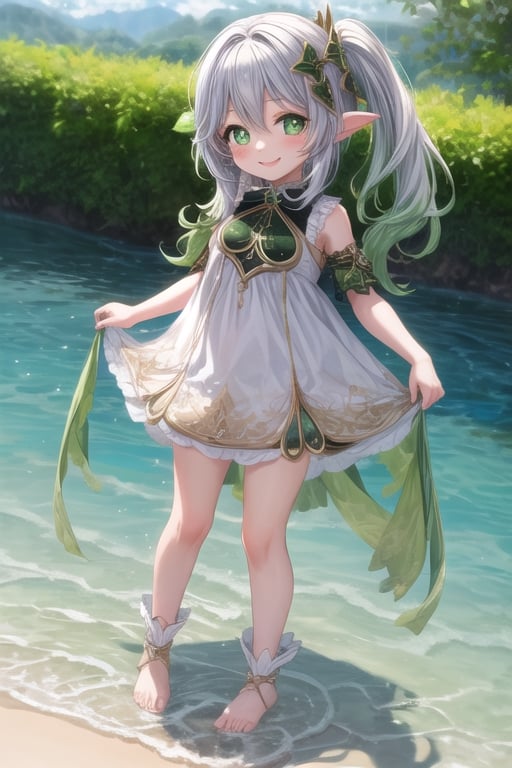 ( high detailed),nahidarnd, loli, standing, water, high_resolution, smile, masterpiece, full_body, bare_foot, splash