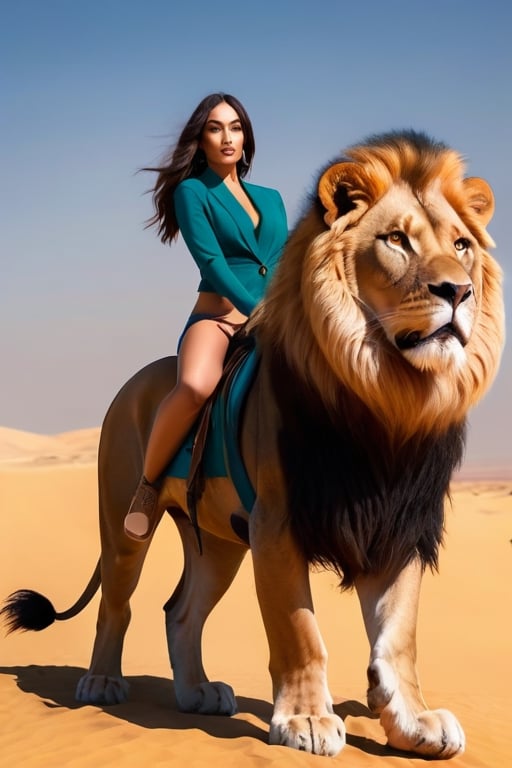 (+18) ,

A sexy Arab woman riding on (((giant Lion))) 🦁 ,
Hijab ,
RAW photo, 
8k uhd, high quality, 
(Megan fox face) ,
big lips,
full_body,
m4d4m, 
hourglass body shape, ,
