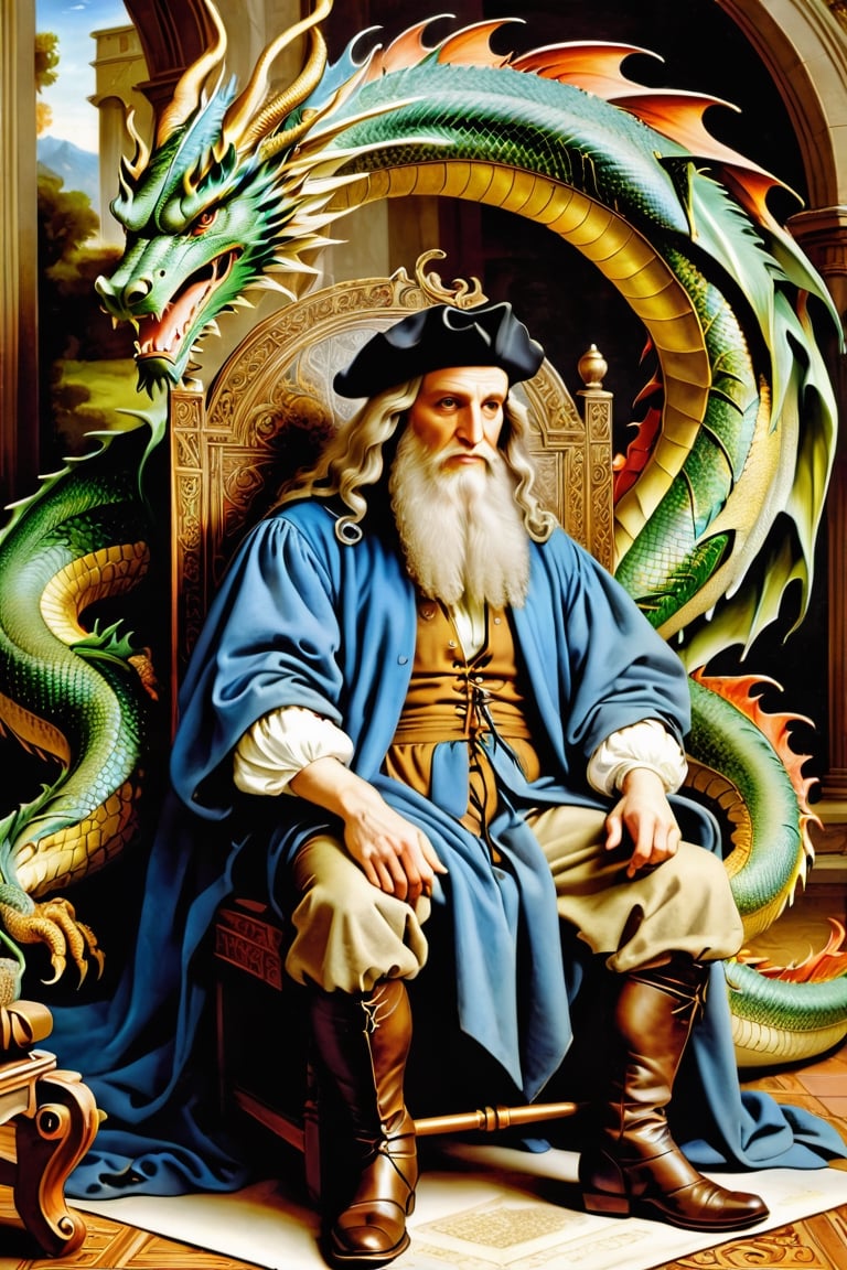 (+18) , NSFW,

Leonardo da Vinci relaxed sitting on a chair drawing a dragon painting during the Renaissance era ,

super fine illustration, 
novel illustration,
masterpiece, 
ultra detailed, 

Complex detailed background,
Surreal picture,
,
,gemsdragon