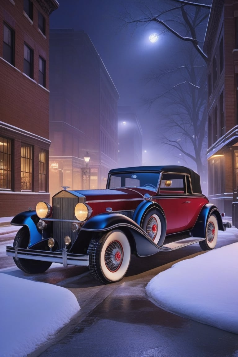 (mafia boss) and his sexy wife in year 1934 , 
1 car,  1930 Cadillac V16 Madame X Sedan Cabriolet,  
,  parked against the background of a Chicago street, 
 
snowy,  night time, 
best quality,  realistic,  
photography,  highly detailed,  
8K,  HDR,  photorealism,  
naturalistic,  realistic,  
raw photo ,
H effect,  ,  ,,