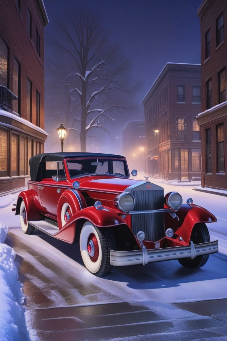 (mafia boss) and his sexy wife in year 1934 , 
1 car,  1930 Cadillac V16 Madame X Sedan Cabriolet,  
,  parked against the background of a Chicago street, 
 
snowy,  night time, 
best quality,  realistic,  
photography,  highly detailed,  
8K,  HDR,  photorealism,  
naturalistic,  realistic,  
raw photo ,
H effect,  ,  ,,