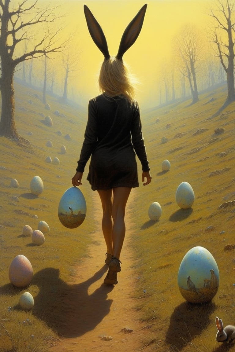 
Beautiful girl ,
Pamela Anderson face, 
Black eyeliner, 
Walking, 
Easter bunny, 
Rabbits, 
Easteregg, 
,
,#Tensor4rt  ,
,

,digital artwork by Beksinski,egg-art,skswoman,tg23,Apoloniasxmasbox