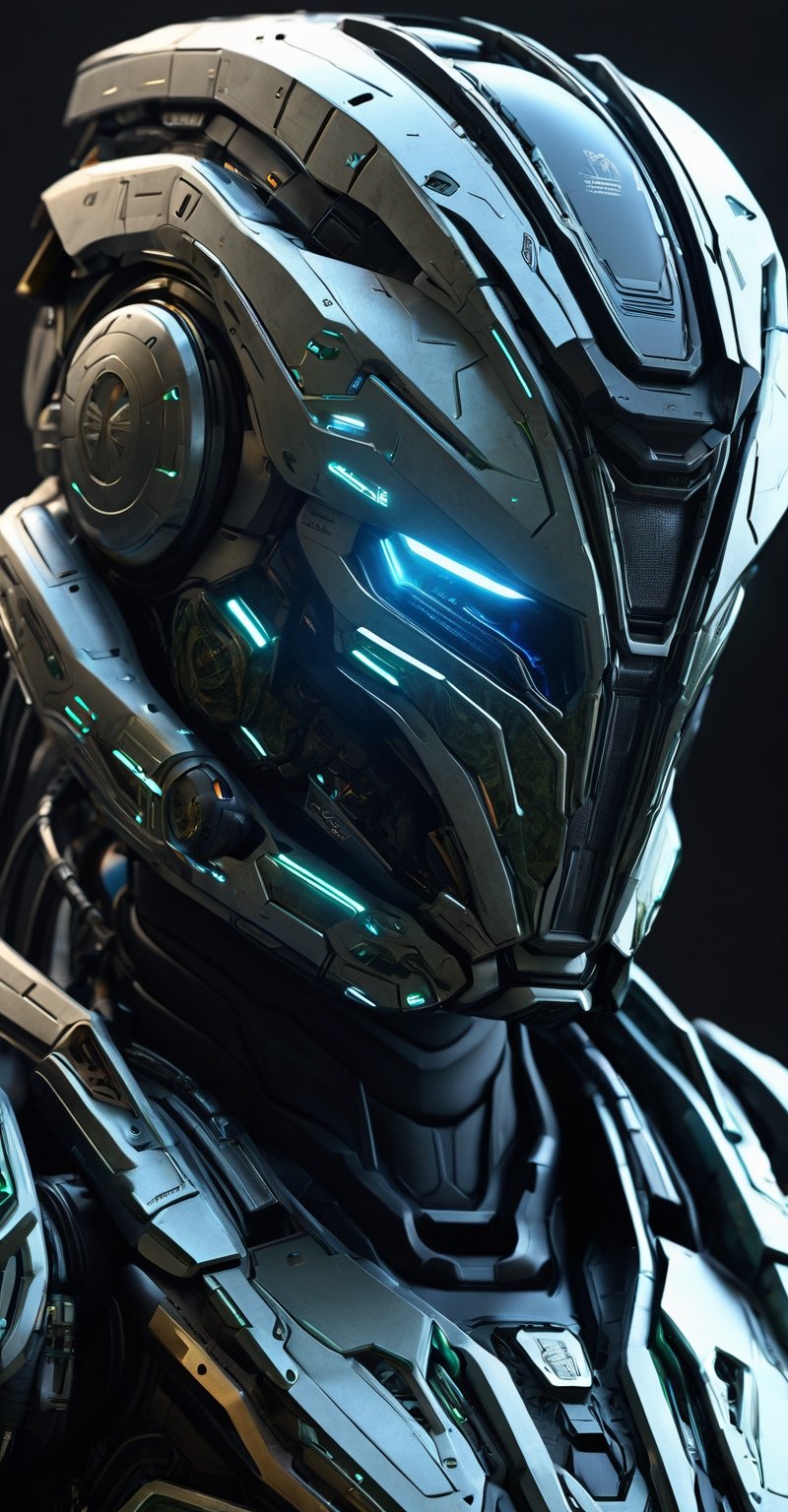 official art, unity 8k wallpaper, ultra detailed, aesthetic, masterpiece, best quality, hyperrealistic and intricate detail, portrait of a military nousr robot, warframe, full robot helmet, turtle theme, character design, detailed helmet, in the style of dieter rams and boston dynamics, robot, highly detailed, intricate details, symmetrical, digital 3d, hard surface, real-time, vfx, volumetric lighting, ambient light, ultra hd, hdr, depth of field, macro shot