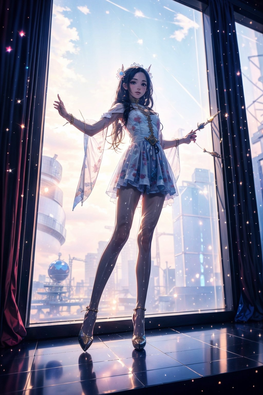 1girl, solo, (masterpiece), (absurdres:1.3), (ultra detailed), HDR, UHD, 16K, ray tracing, vibrant eyes, perfect face, award winning photo, beautiful, shiny skin, (highly detailed), clear face, teenage cute delicate girl, (shy blush:1.1), (high quality, high res, aesthetic:1.1), (dynamic action pose:1.3) ,slightly smile, lens flare, photo quality, big dream eyes, ((perfect eyes, perfect fingers)), iridescent brown hair, vivid color, perfect lighting, perfect shadow, realistic, stunning light, (atmosphere :1.6), nice hands, insane details ,high details ,kawaii, (extra wide shot: 1.8), (2 legs:1.3),

(Sharp focus realistic illustration:1.2), a giant glass sphere containing a small ecosystem, surrounded by measurement devices is installed in large-scale factory, a girl Priest stands next to the sphere, divine magic, sacred texts, ceremonial robes, incense, healing spells, blessing rituals, BREAK intricate illustrations, delicate linework, fine details, whimsical patterns, enchanting scenes, dreamy visuals, captivating storytelling, church and stain glass background, messy interior, book, elemental, feature,Alouette_La_Pucelle,emilia (re:zero),flower, ((pink gold style)),Add more details,kaori shirasaki,More Detail