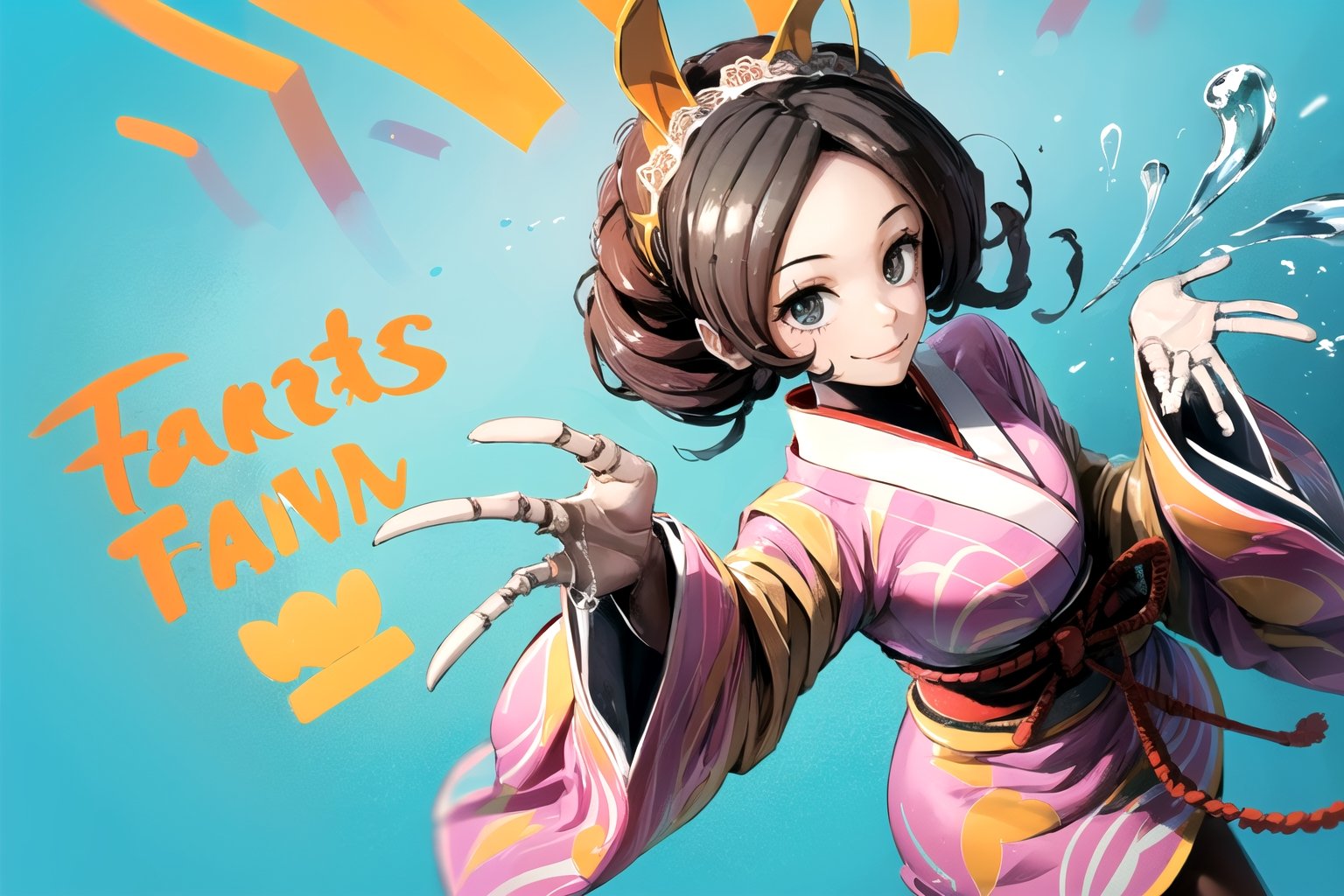 //Quality, (masterpiece), (best quality), 8k illustration,
//Character,1girl, solo, , , adult female, entoma, skeleton hands, bone hands, hone arms
//Fashion,
//Others,
,Songkran Festival, Songkran day, water splash, water festival, water gun, sand castle, water bucket, golden pagoda, golden temple, festival flags, effect of flowing water, colorful style, Thailand decoration, colorful swimming glasses, Japanese outfit, colorful long sleeve, silver hands, claw hands, scar on her face