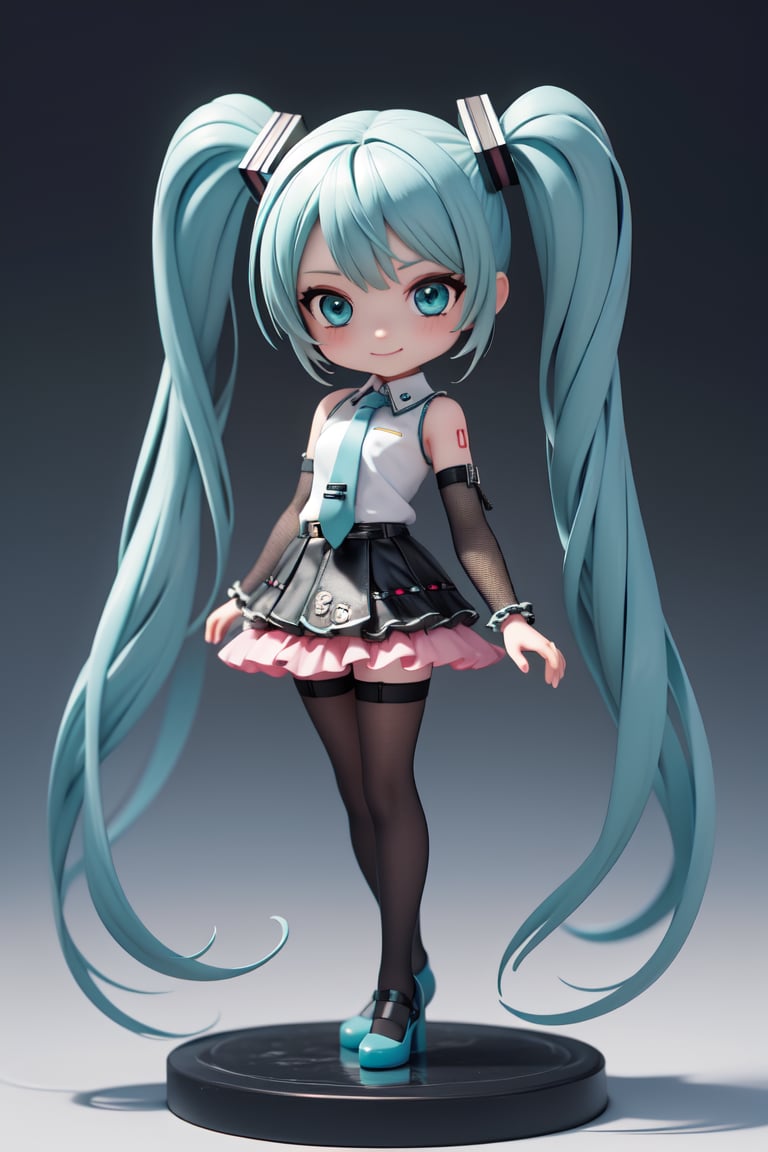 ((1 person)), Hatsune Miku, petite girl, full body, chibi, 3D figure girl, green hair, twin tails, beautiful girl with great detail, beautiful and delicate eyes, detailed face, beautiful eyes, arm straps, puffy short sleeves, belt, half gloves, buttons, jewelry, thigh straps, red skirt, black pantyhose, wicked smile, dynamic beautiful pose, dynamic pose, gothic architecture, natural light, ((realistic)) quality: 1.2), dynamic distance shot, cinematic lighting, perfect composition, super detail, official art, masterpiece, (best) quality: 1.3), reflection, high resolution CG Unity 8K wallpaper, detailed background, masterpiece, (photorealistic): 1.2), random angle, side angle, chibi, full body, mikdef, , NJI BEAUTY, DSORCERESS