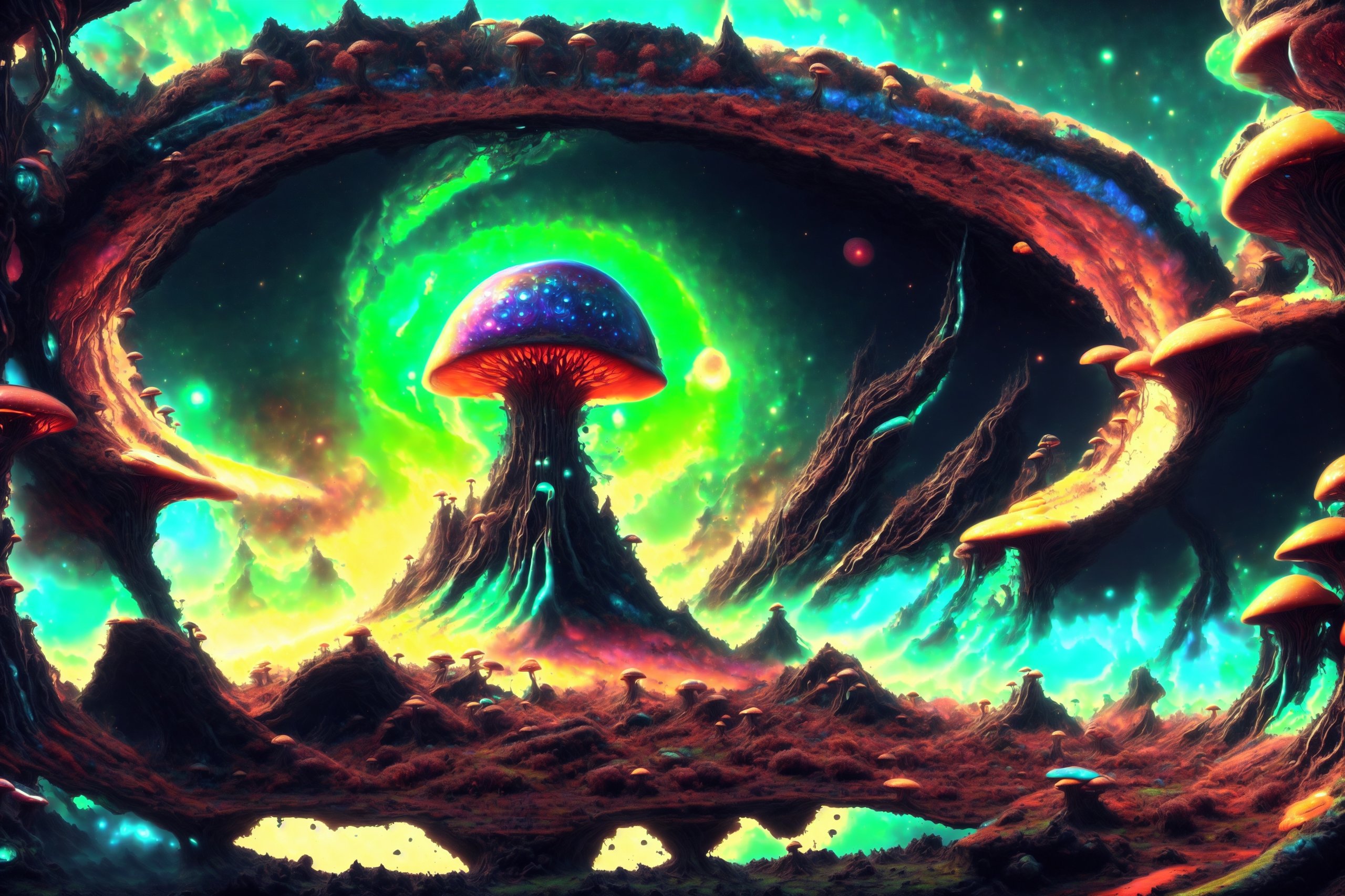 make Zoom-in
8k, PsYKoPaaSkE, Psycodeliceart, mushrooms, LSD blotter, music, glass clouds, psycodelice world, psycodelice color's, 
imaginative, fantasy landscape,  realistic and natural,  cosmic sky,  detailed full-color,  nature,  fantasy, surrealism, magical,  detailed,  gloss,  hyperrealism, surreal building in a landscape,  cosmic sky,  natural light,  full-color,  dreamscape aesthetic,  surreal fantasy building,  hd photography, beautiful,  cosmic,  futuristic,  detailed,  iridescent,  vibrant,  digital painting,  hyperrealism, watercolor, psychedeliccolorful world