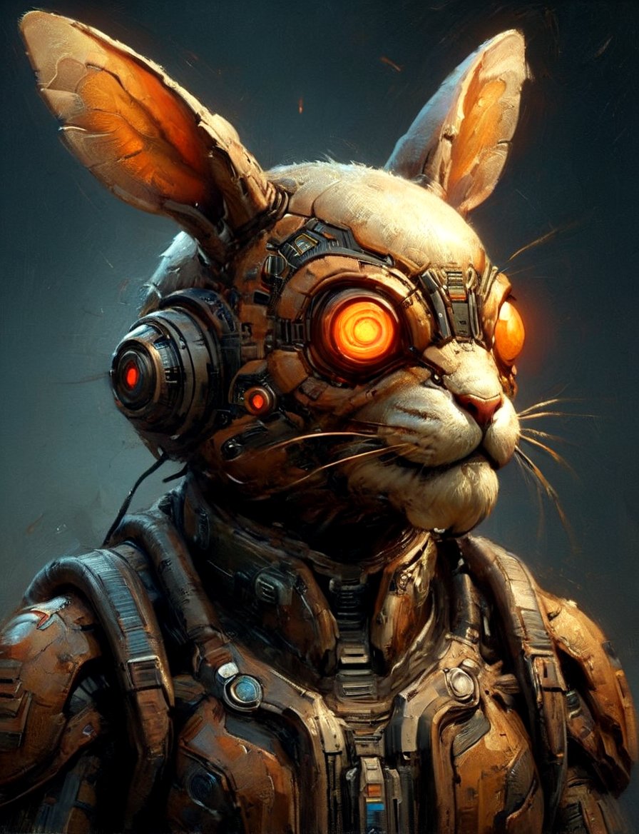 (close up, head and shoulders portrait:1.3), anthromorphic, High tech cybernetic (rabbit:1.2) (hornet:1.7), multi Eyes,Glowing mechanical eyes, high-tech cybernetic body, futuristic power armor, bounty hunter ,xl_cpscavred,mad-cyberspace,cyberpunk