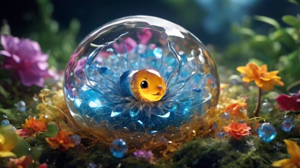 (((newborn baby in glass egg))), the entire frame is filled with neural connections, glowing neurons as part of a human brain, glass shell, subsurface scattering, transparent, translucent skin, glow, Bioluminescent blood neurons,3d style, cyborg style, Movie Still, Leonardo Style, cool colors, vibrant, volumetric light, wide angle shot, fractal neuron background