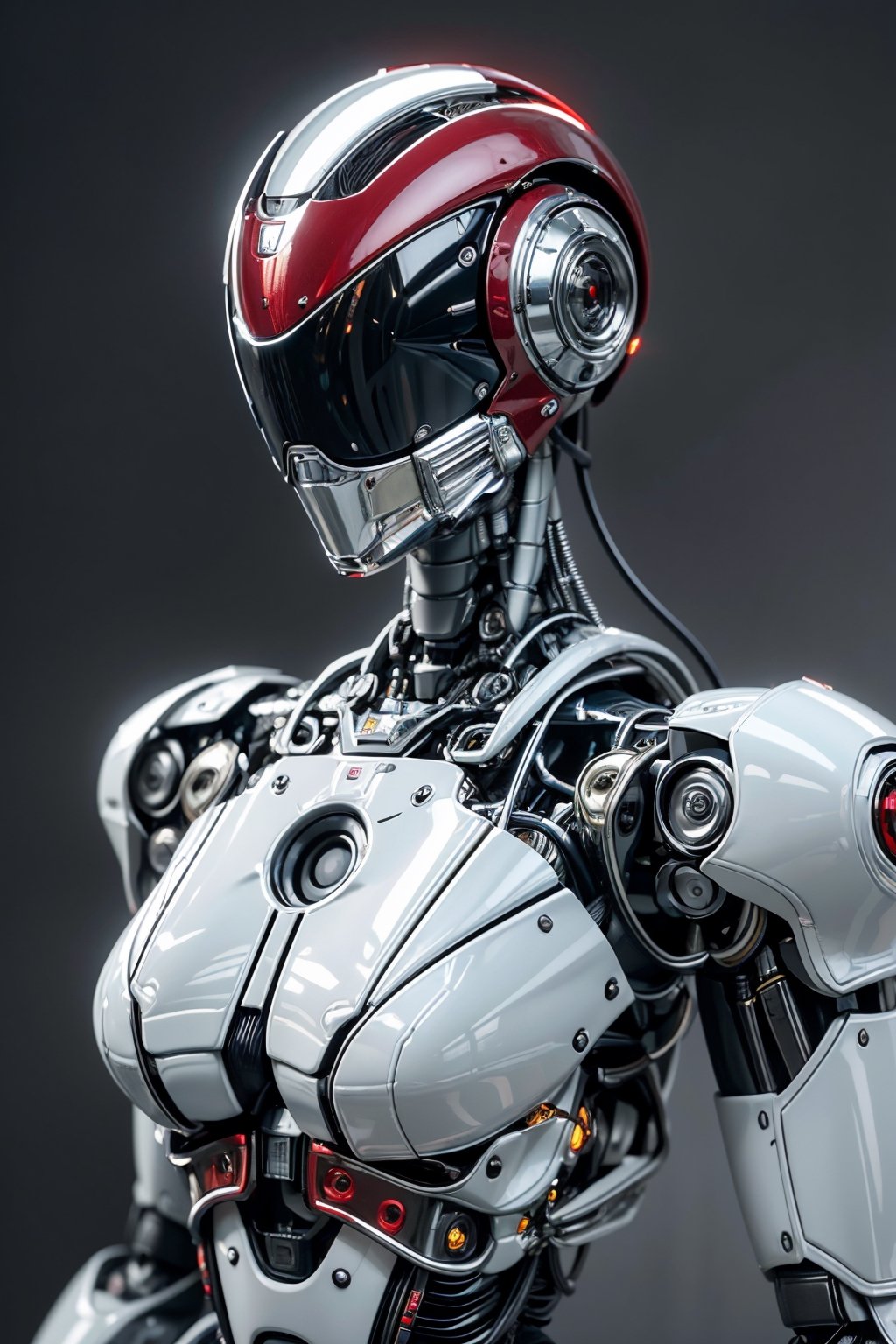 ((high resolution)), ((8K)), ((incredibly absurdres)), break. (super detailed metallic skin), (extremely delicate and beautiful:1.3) ,break, ((one female robot:1.5)), ((slender body)), (medium breasts), (beautiful hand), ((red metalic body:1.5)) , ((cyber helmet with full-face mask:1.4)) ,break. ((no hair:1.3)) ,break. ((intricate internal structure)), ((brighten parts:1.5)), break. ((robotic face:1.2)), (robotic arms), (robotic legs), (robotic hands), ((robotic joint:1.2)), (Cinematic angle), (ultra fine quality), (masterpiece), (best quality), (incredibly absurdres), (fhighly detailed), highres, high detail eyes, high detail background, sharp focus, (photon mapping, radiosity, physically-based rendering, automatic white balance), masterpiece, best quality, ((Mecha body)), furure_urban, incredibly absurdres,science fiction