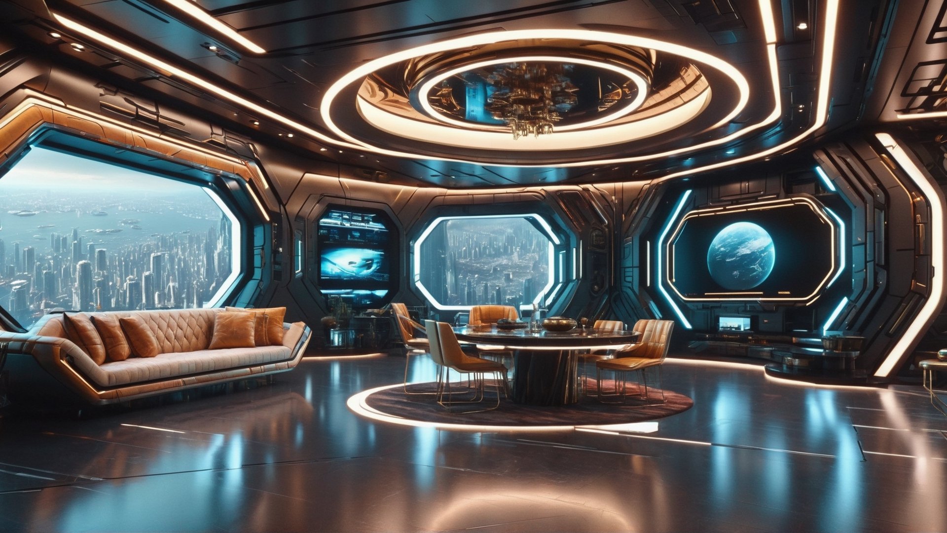 Masterpiece, ultra high definition, ultra high quality, 8k, exquisite details,
Space station, extra large floor-to-ceiling windows, future technology, intricate light, future luxury furniture, cyberpunk, outer space background, planets, galaxies,