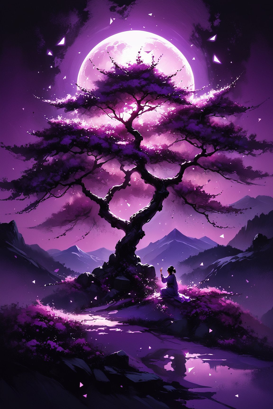 Dream Scenery,a glowing purple-colored triangle,
1plum blossom,
,, (masterpiece, top quality, best quality, official art, beautiful and aesthetic:1.2), realistic, (ultra-detailed, best shadow), cinematic film still,