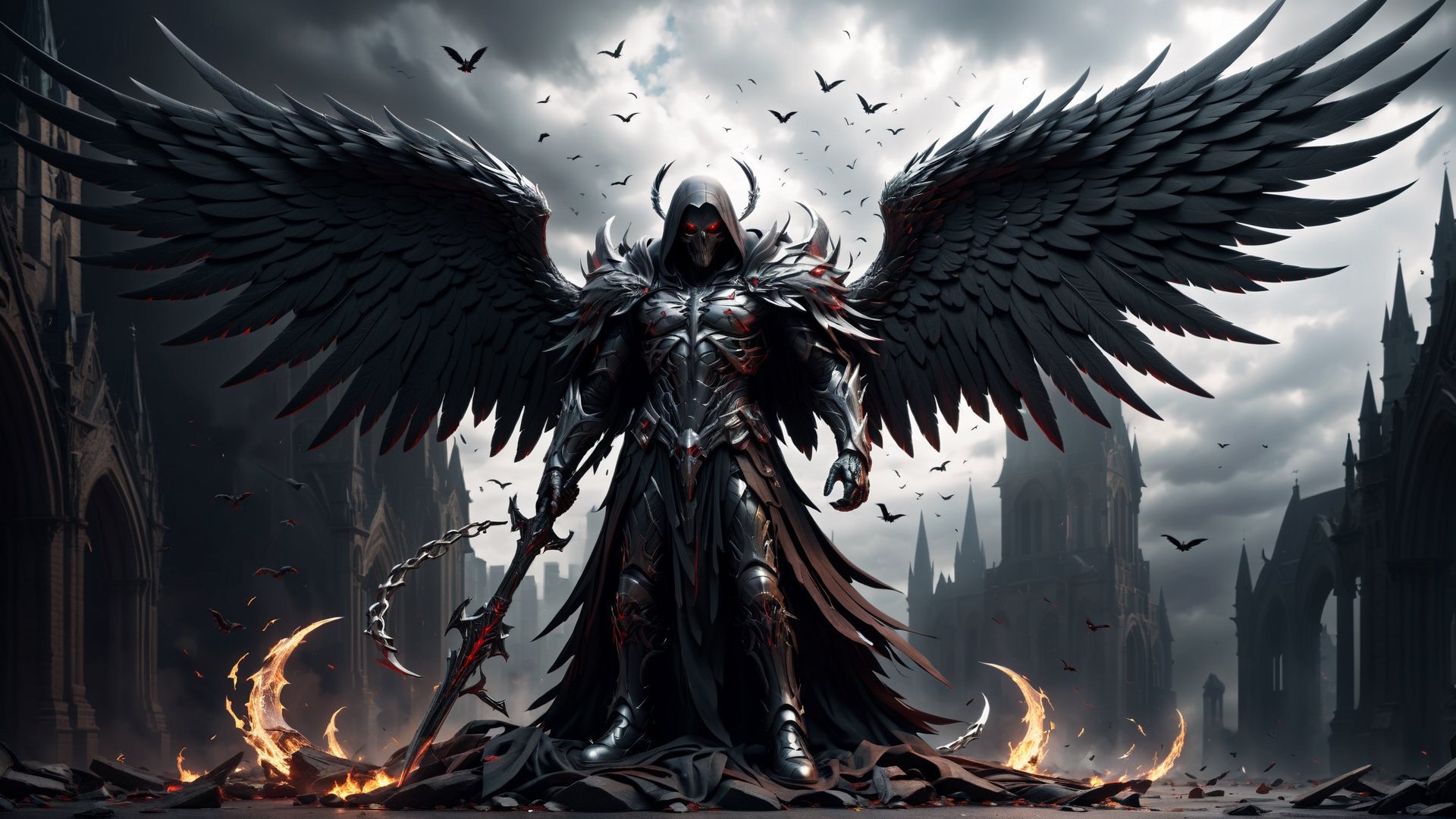 a fallen angel, AngelicStyle, photorealistic , Spawn