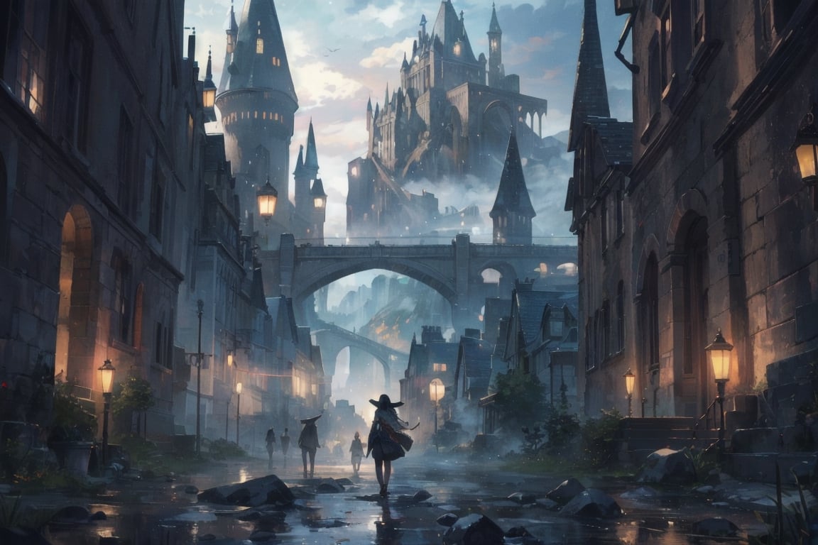 In the enchanting realm of the Wizarding World of Harry Potter, a breathtakingly magical land unfolds before our eyes. This extraordinary image, captured in a meticulously crafted painting, showcases a sprawling landscape rich with vibrant colors and fantastical elements. Majestic castles and bustling streets fill the scene, bustling with both wizards and enchanting creatures. Evoking a sense of awe and wonder, this stunning artwork effortlessly transports viewers into the extraordinary world of Harry Potter, where imagination knows no bounds,