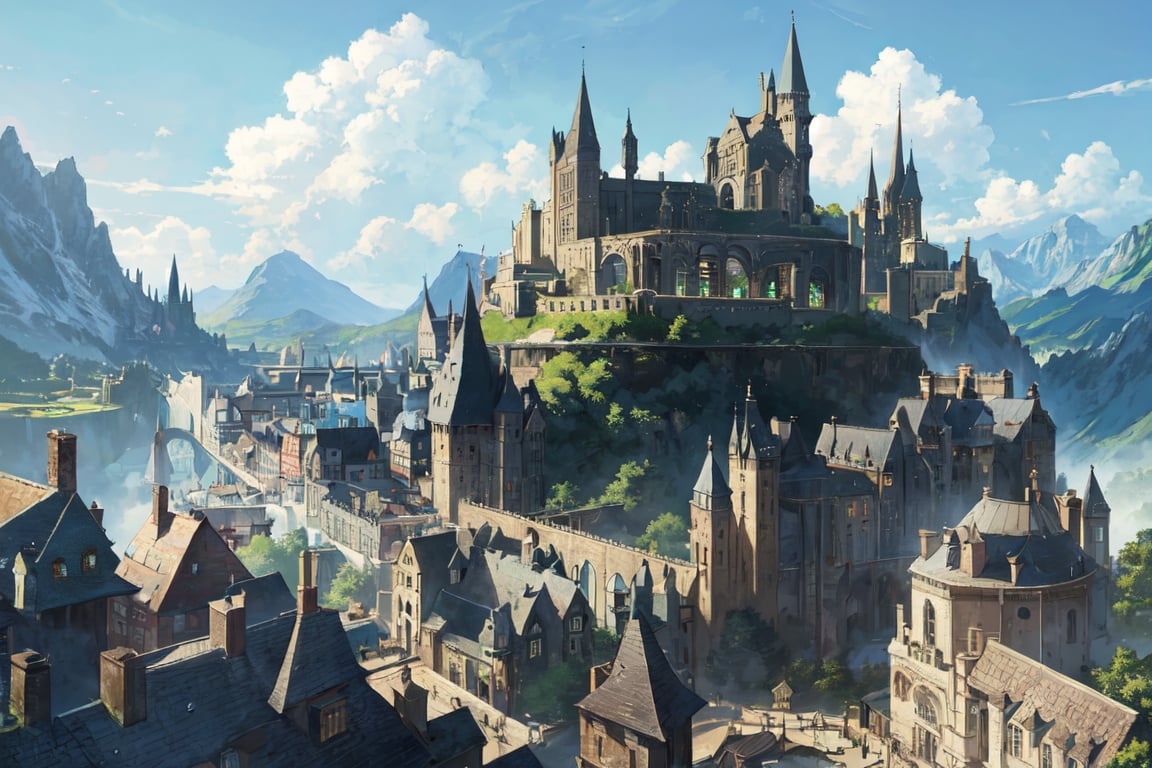 In the enchanting realm of the Wizarding World of Harry Potter, a breathtakingly magical land unfolds before our eyes. This extraordinary image, captured in a meticulously crafted painting, showcases a sprawling landscape rich with vibrant colors and fantastical elements. Majestic castles and bustling streets fill the scene, bustling with both wizards and enchanting creatures. Evoking a sense of awe and wonder, this stunning artwork effortlessly transports viewers into the extraordinary world of Harry Potter, where imagination knows no bounds,(best quality,