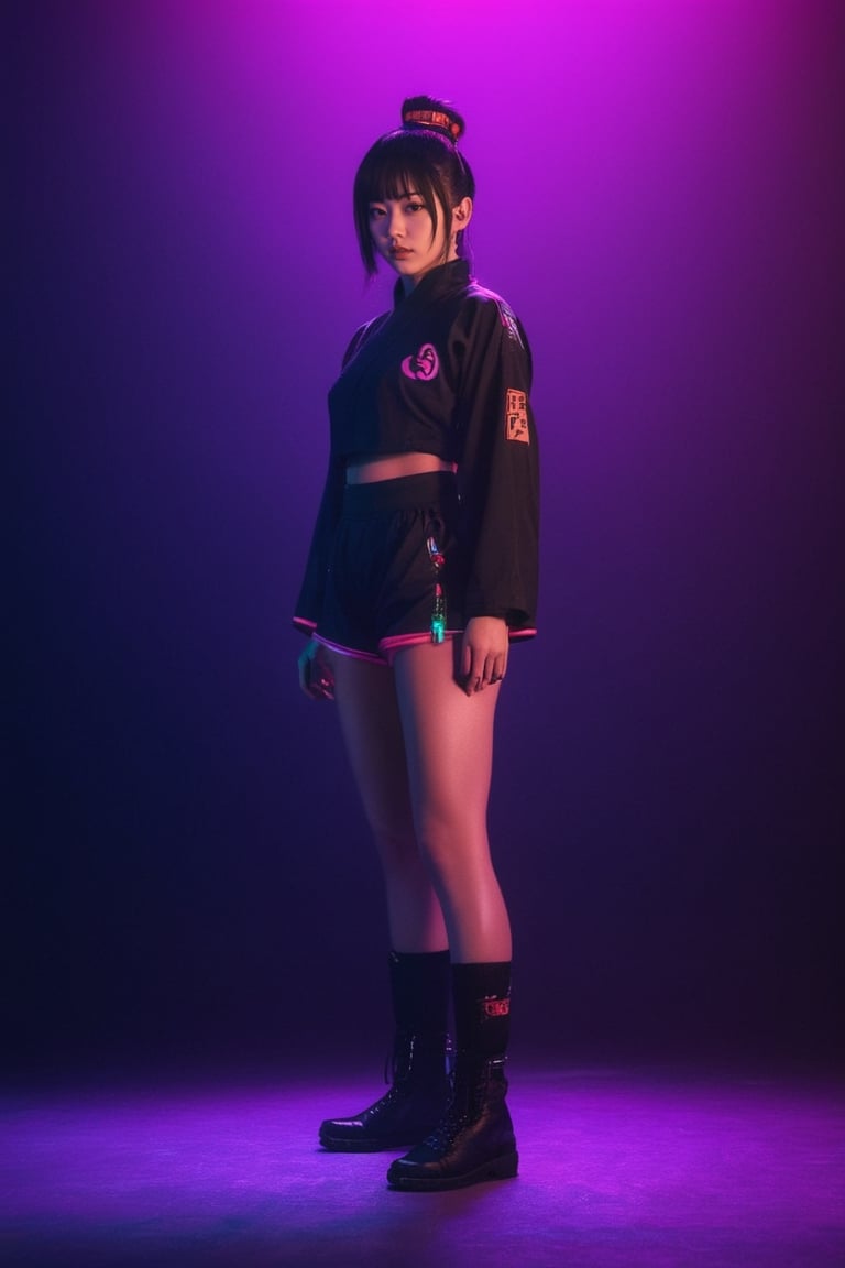 (( Gojo in real life, girl : 1.2)), gojo style, aesthetic pose, standing in the studio photoshot, intricate details, realistic, 8k, ((neon photography style : 1.2)), Jujutsu kaizen vibe, black, fog, glow, epicdetailed, ultrasharp.