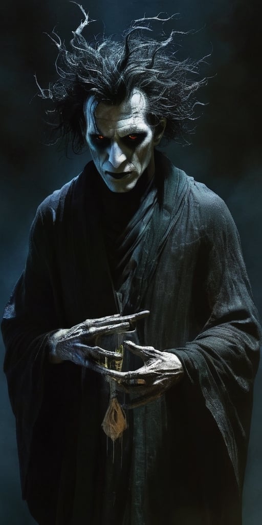 A dark and tantalizingly mysterious figure, Marvel comics' The Sandman is depicted with a richly gothic flair reminiscent of Clive Barker's style. This striking illustration of the character is a haunting painting, showcasing intricate details like flowing dark robes, shadowed features, and a sense of foreboding presence. The artistry in this image is top-notch, capturing the essence of The Sandman in a captivating and immersive way.