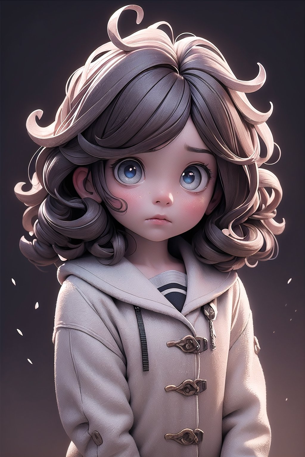 best quality, masterpiece, beautiful and aesthetic, vibrant color, Exquisite details and textures,  Warm tone, ultra realistic illustration,	(cute European Boy, 8year old:1.5),	(school theme:1.4),	cute eyes, big eyes,	(a surprised look:1.5),	16K, (HDR:1.4), high contrast, bokeh:1.2, lens flare,	siena natural ratio, children's body, anime style, 	head to thigh portrait,	curly brown hair, 	a white wool coat,	ultra hd, realistic, vivid colors, highly detailed, UHD drawing, perfect composition, beautiful detailed intricate insanely detailed octane render trending on artstation, 8k artistic photography, photorealistic concept art, soft natural volumetric cinematic perfect light.