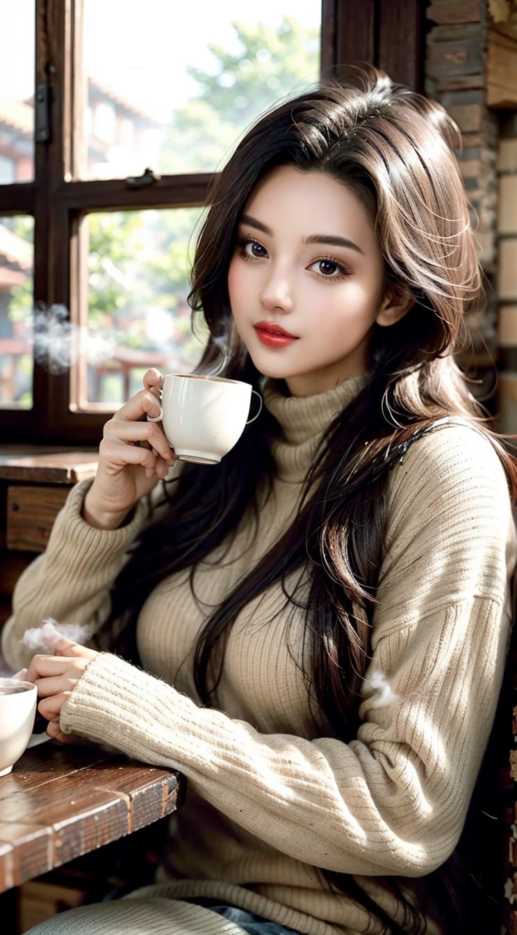 Forget the bustling city and picture her curled up in a cozy coffee shop. A chunky knit sweater keeps her warm as she delves into a dog-eared paperback, her brown eyes illuminated by the soft glow of a reading lamp. Warm sunlight streams through the window, casting a golden hue on her hair and the steaming cup of chai in her hand.