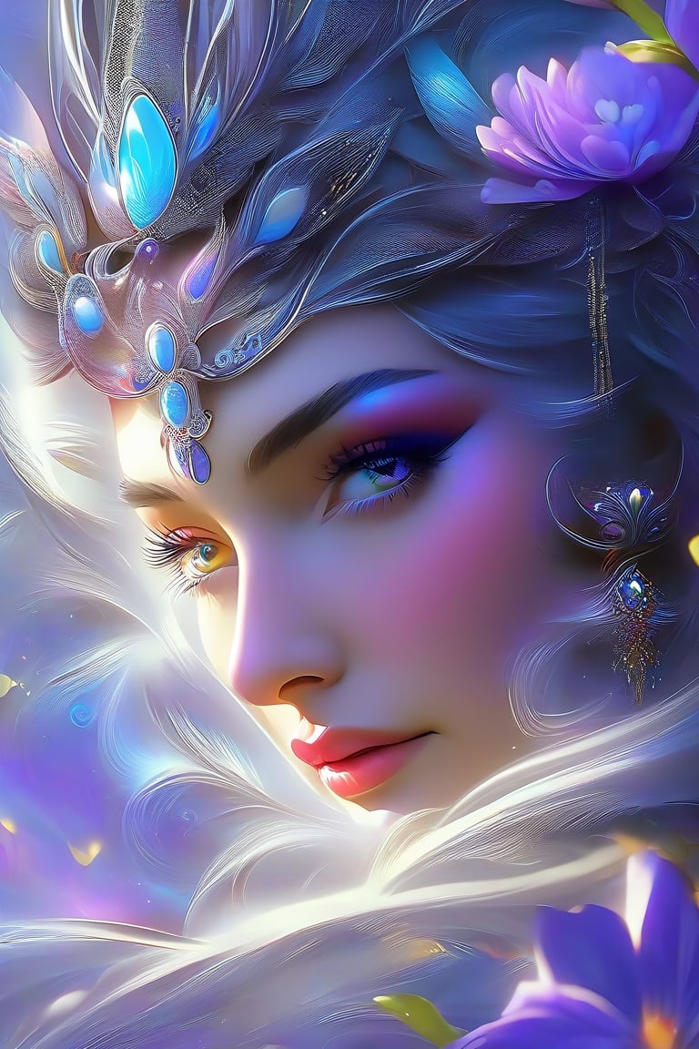 close-up of a 60 year old woman with a flower on the side of her head, beautiful expressive eyes, beautiful clear lips, beautiful digital art, beautiful magnificent digital art, beautiful digital artwork, Beautiful digital illustration, beautiful fantasy portrait, very beautiful digital art, beautiful digital painting , Gorgeous Digital Painting, Beautiful Fantasy Portrait, Gorgeous Digital Art, Awesome Digital Illustration, Beautiful Portrait Image, Awesome Digital Painting, Awesome Digital Art,Face makeup,more detail XL,colorful,DonMM4g1cXL,style