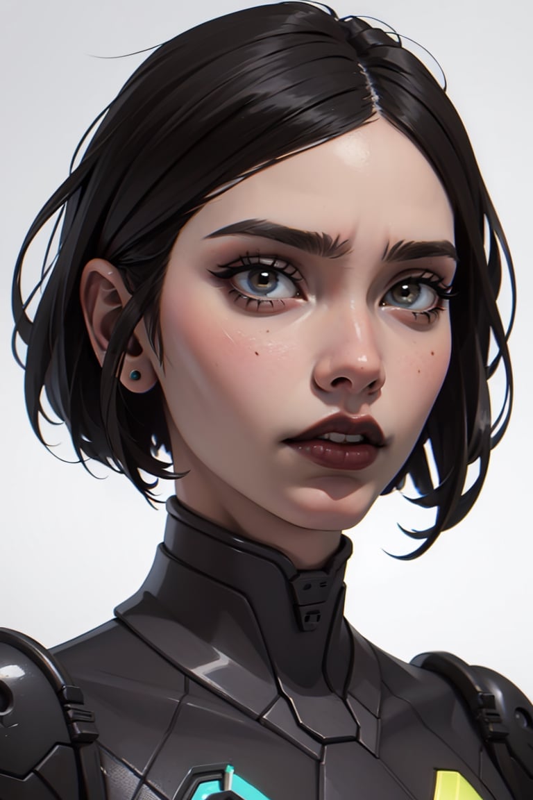 (masterpiece,  best quality:1.4),  (extremely detailed,  8k,  uhd), judy alvarez, cyberpunk 2077, bob cut, bangs, black lipstick, nose ring, portrait, 