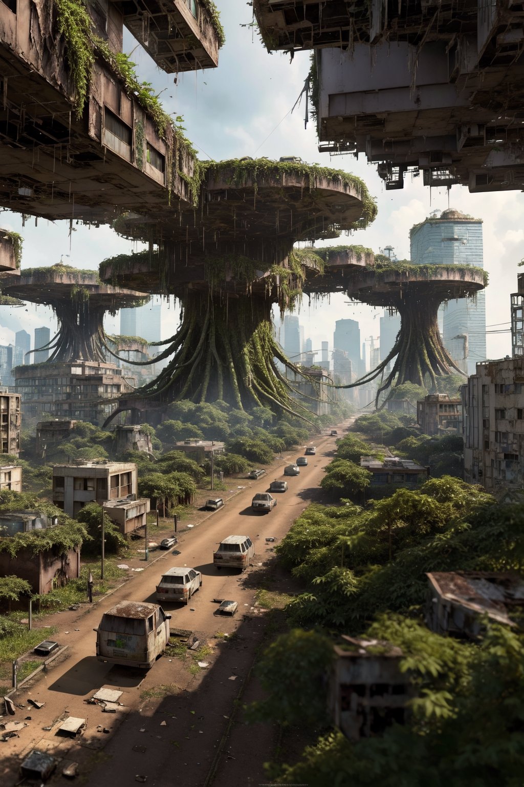 dilapidated city overgrown with alien fungi
(Extremely detailed CG uniform 8k wallpaper, masterpiece, best quality, super detailed),cyberpunk future,deep depth of field, soft diffused lighting,