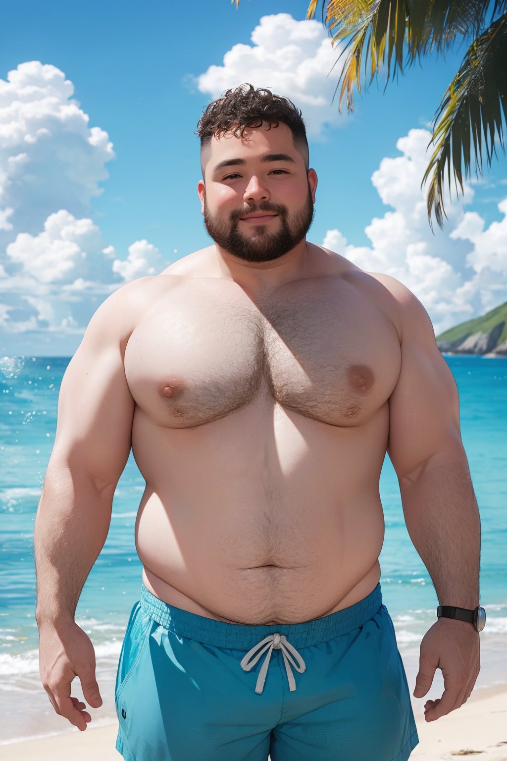  man chubby man(chubby muscle man) (chubby man)(masterpiece)in a fantasy beach ⛱️, sea ⛵, ocean 🌊 underwater 