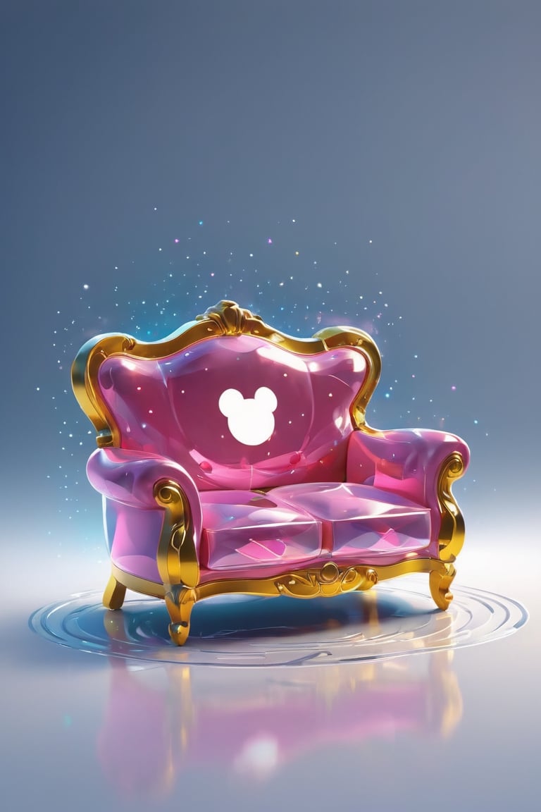 A pink Sofa logo, designed in a simple and transparent style, decorated with cute cartoon creativity, the entire background is white, high quality, detailed focus, deep bokeh, beautiful,Visually delightful, 3D,more detail XL,glitter,ral-3dwvz,glass shiny style,cartoon logo,shiny,LOGO,chibi, cinematic moviemaker style,logo,disney style,Apoloniasxmasbox,mascot logo,logoredmaf