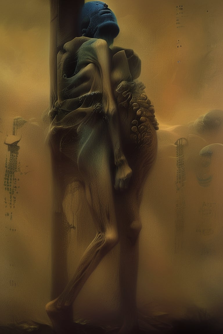 femalebonedemon geting shower,femalebonedemon,digital artwork by Beksinski,beksinskiart