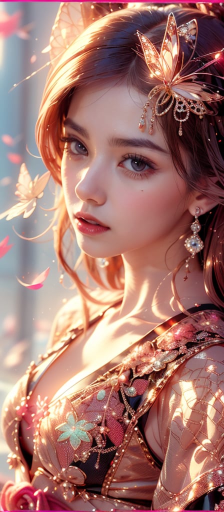 ((masterpiece: 1.2)), beautiful and aesthetic girl, ((1girl)), extreme detailed, highest detailed image, ((detailed eyes)), ((light particles)), kimono, jewelry, sexy, cherry blossom, cherry blossoms, mdeium shot.