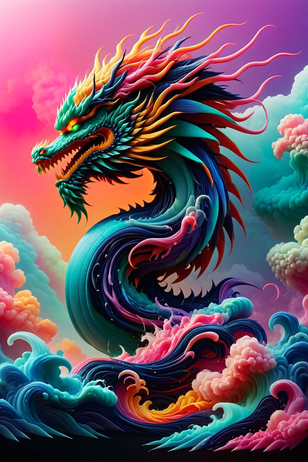 Highly detailed and hyper-realistic documentary photo of a wild dragon with his blowing mane. BREAK vaporwave aesthetics, (documentary shot:1.2), eye level, BREAK vibrant colours, (extremely realistic and accurate:1.4), league of legends, BREAK octane render, intricate, ultra-realistic, elegant, highly detailed, digital painting, artstation, concept art, smooth, sharp focus, style by Leonardo Style, DonMn1ghtm4reXL,comic book,abstrgn, BREAK no humans