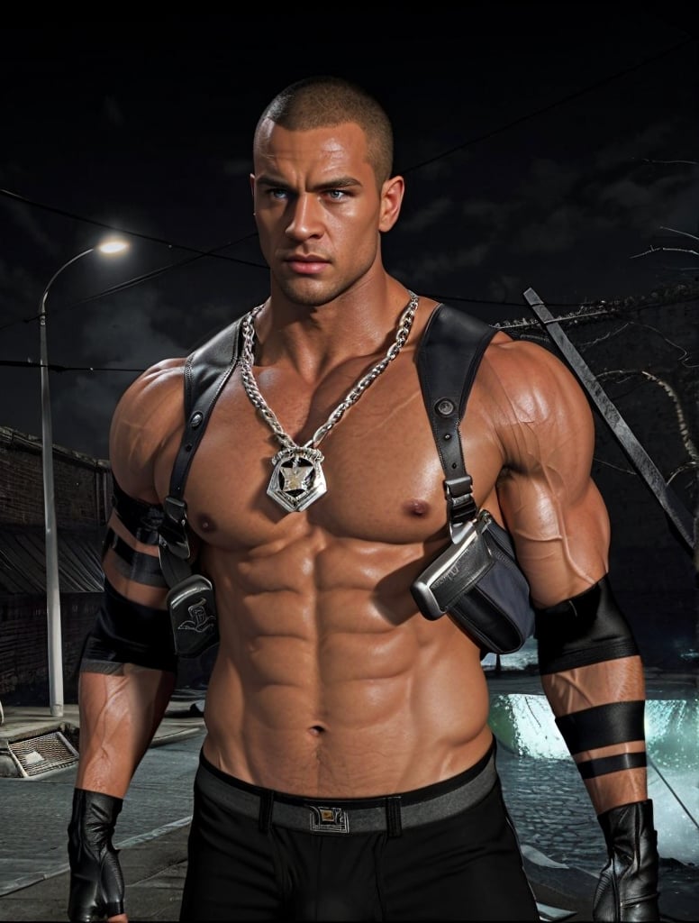 The 20-year-old portrait of a spartan with fighter ,crew cut hair, young guy, strong, muscles, male focus, battle stance, manly, strong shoulders, (topless), establishing shot,he have a big crotch bulge,  ,The background is the city wall,black boxer straps,4rmorbre4k,photorealistic,Naked torso, no armor, muscles, 4K, 8K,Real characters, muscle lines,Muscle,without any equipment, black fighting shoes,Ruined palace background,Detailed face, real face, clear features, handsome, handsome