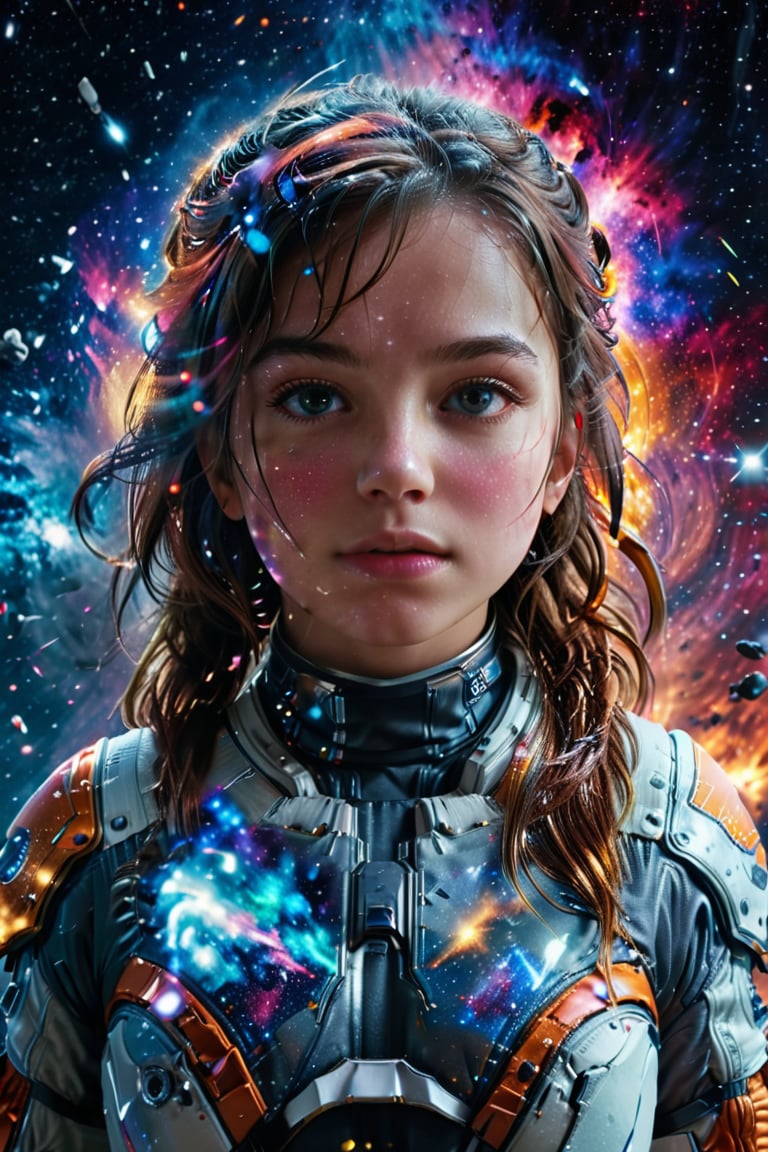 (masterpiece:1.4), ((best quality, 8k, ultra-detailed)), 1girl, space suit, outer space, giant galaxies swirling in the background, twinkling stars, emotional scene, endless colors, endless depth, perfect lighting, dramatic shadows, superlative technique, ultimate composition, supreme work of art, (chaos:1.4)